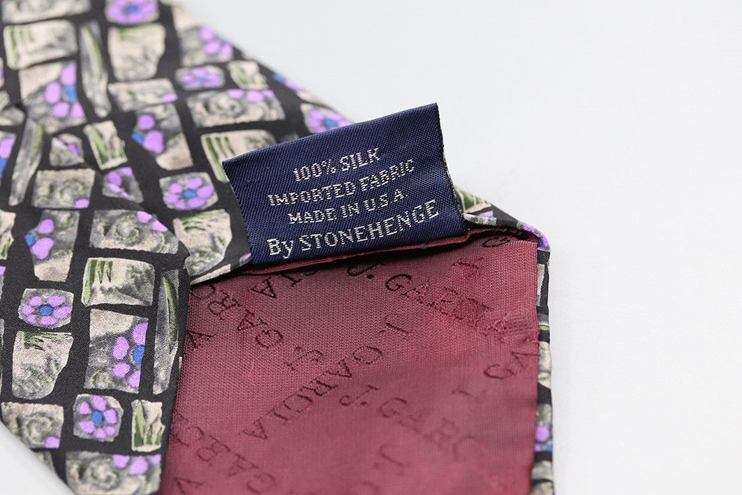 Other J. Garcia Snail Garden Silk Tie – Purple and Stone Print Size ONE SIZE - 4 Thumbnail