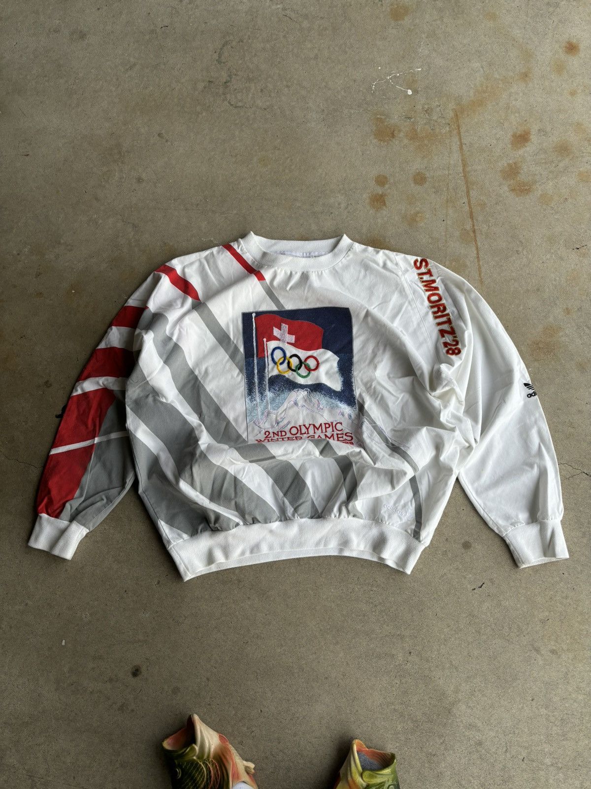 Image of Crazy 80's Usa Olympics 60S Tribute First Ever Crewneck in White, Men's (Size XL)