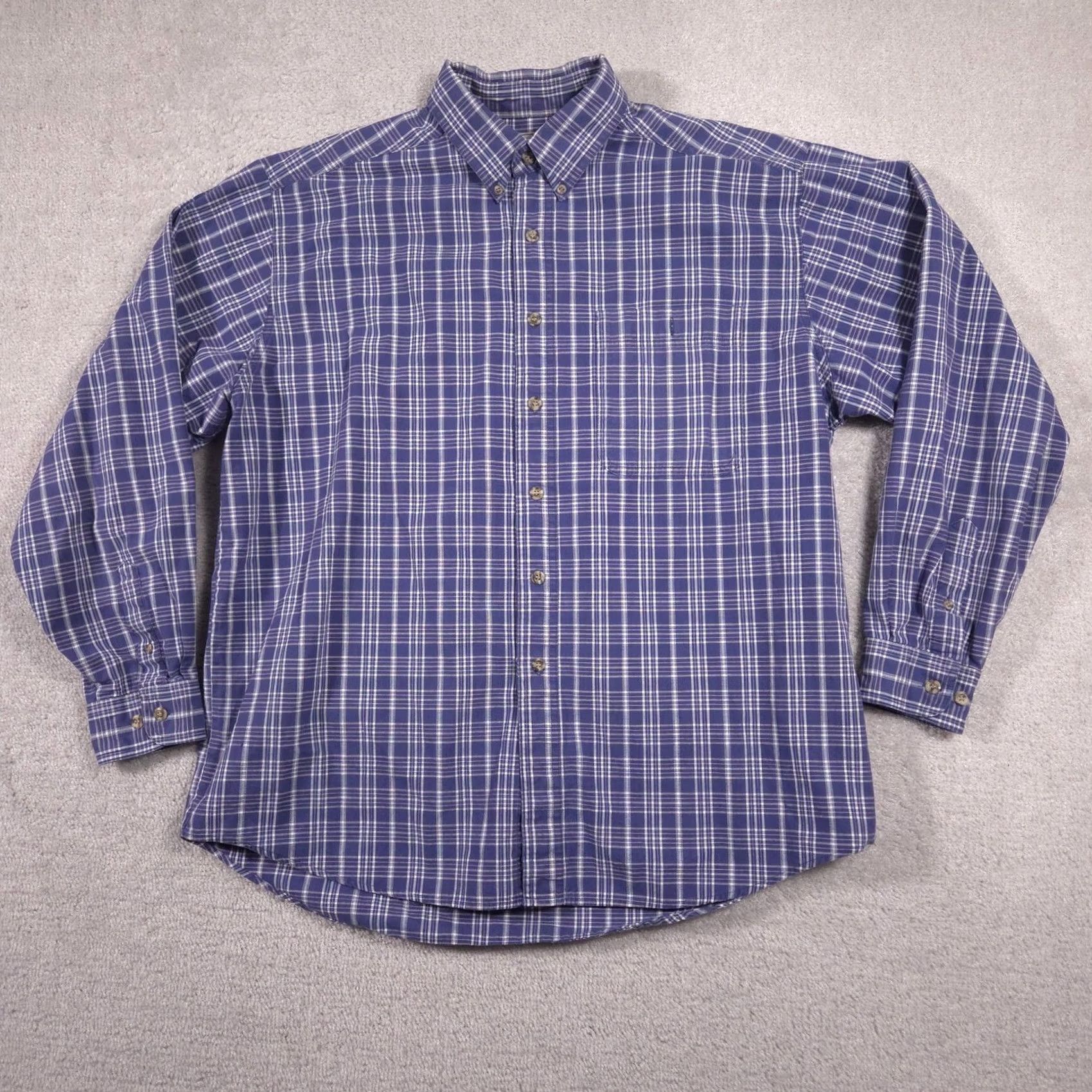 Wrangler Wrangler Rugged Wear Shirt Mens XL Blue Plaid Button-Down Long Sleeve Outdoor Mens XL Blue Plaid Shirt Size US XL / EU 56 / 4 - 2 Thumbnail
