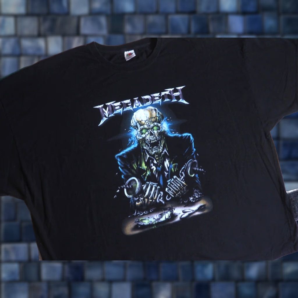 Fruit Of The Loom Megadeth Skeleton Skull Metal Tour Black Band Tee T-Shirt Mens 5XL Size US XXL / EU 58 / 5 - 1 Thumbnail