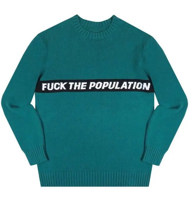Fuck The Population FTP Spellout Knit Sweater Size US L / EU 52-54 / 3 - 1 Thumbnail
