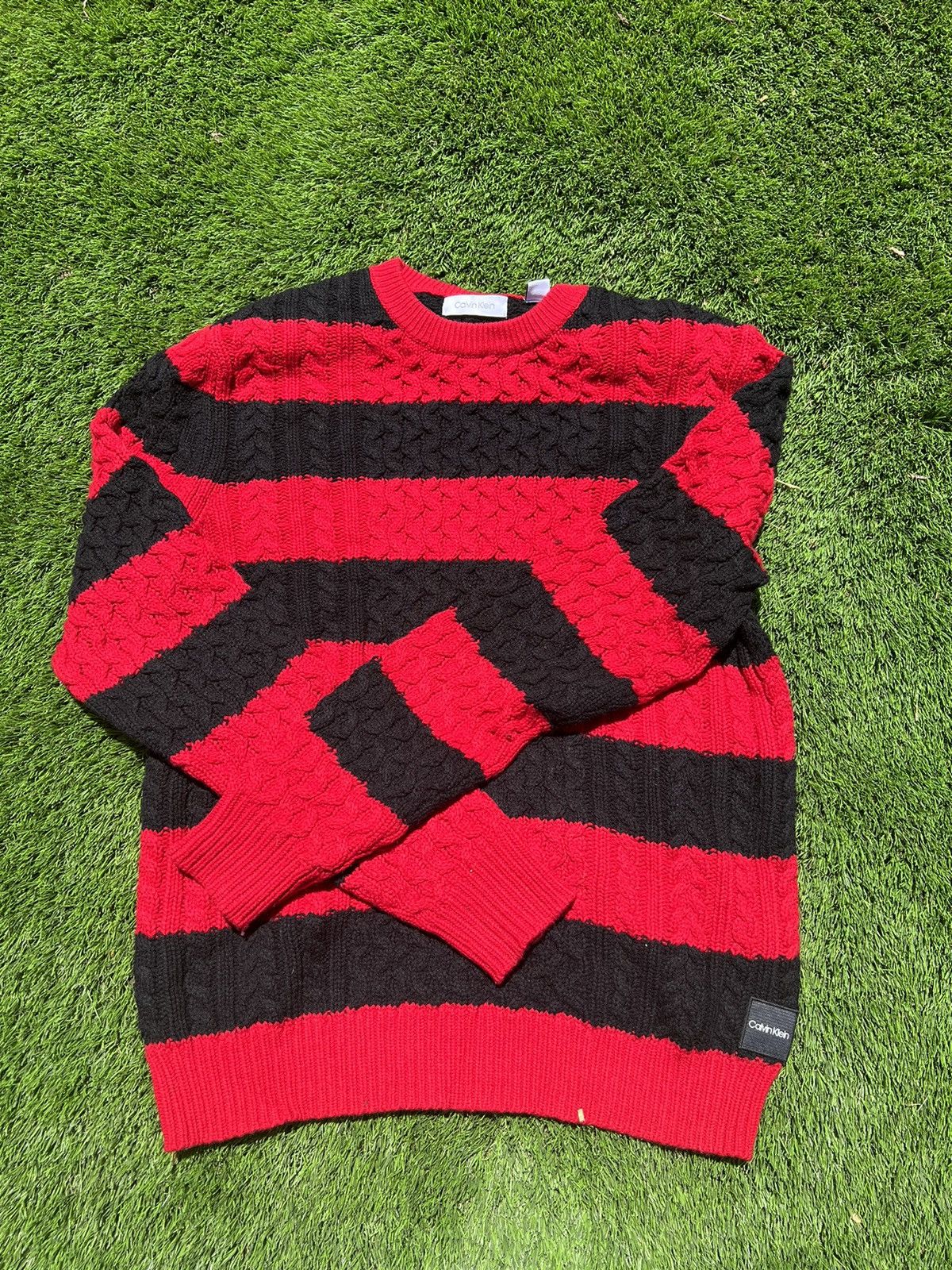 Calvin Klein Red and black striped sweater Size US M / EU 48-50 / 2 - 1 Thumbnail