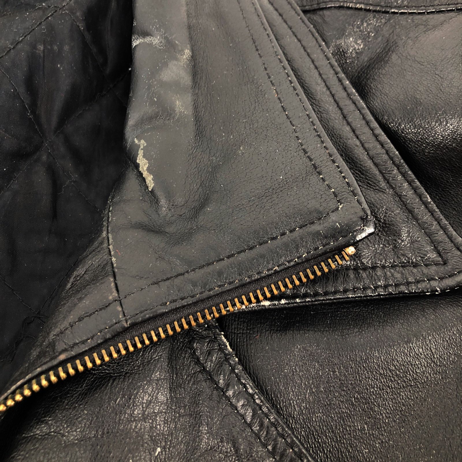 Vintage 90s black leather biker jacket 1990s vintage Size US XL / EU 56 / 4 - 8 Thumbnail