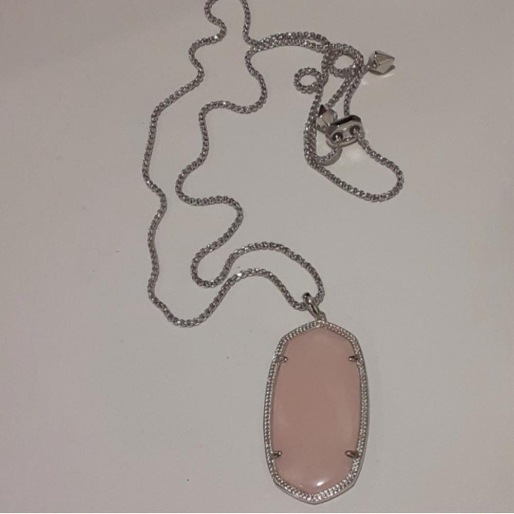 Kendra Scott Reid Faceted Rose Quartz Silver Long Necklace