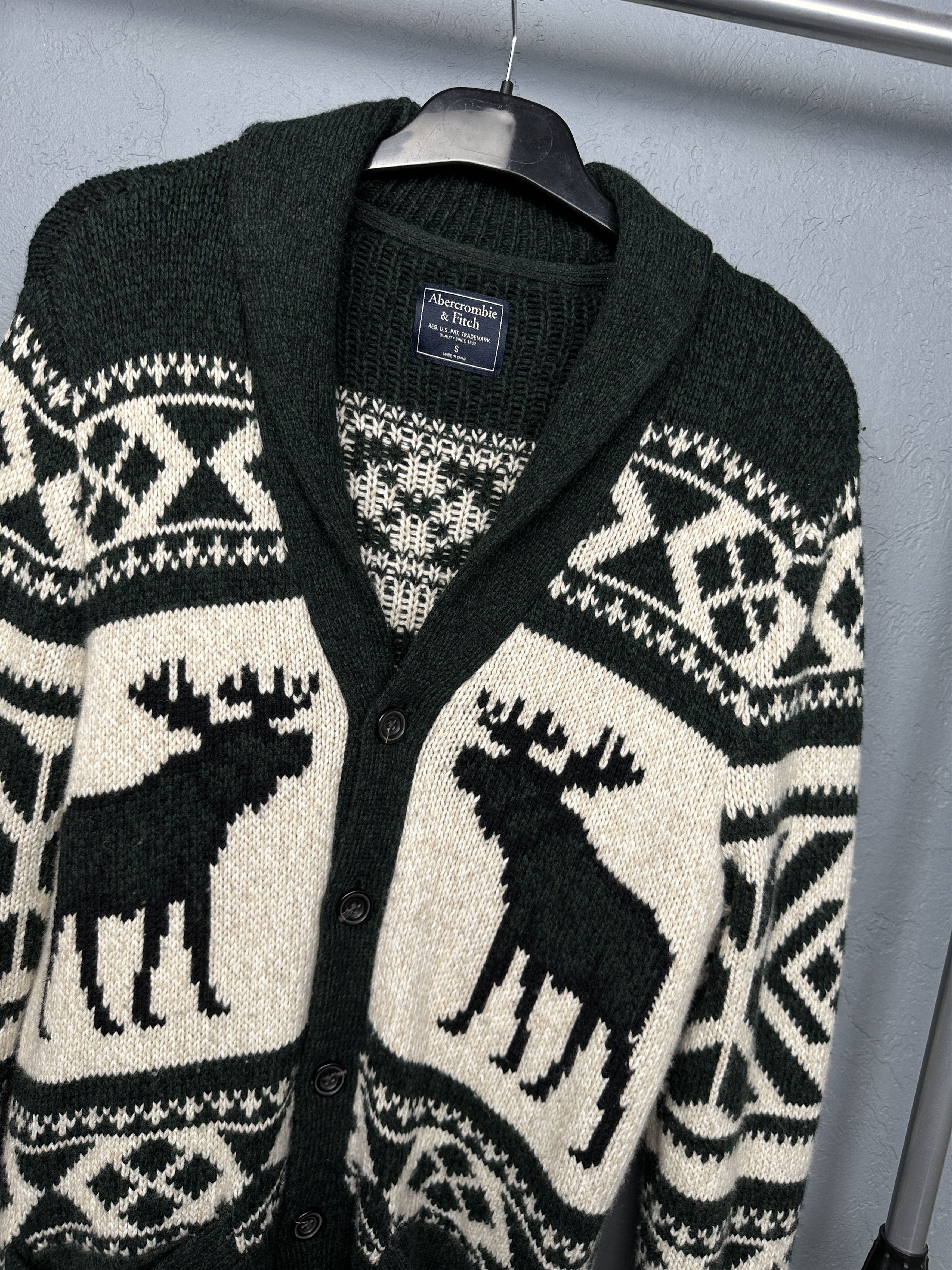 Abercrombie & Fitch Abercrombie & Fitch Mens Fair Isle Wool Cardigan Sweater Size US S / EU 44-46 / 1 - 2 Thumbnail