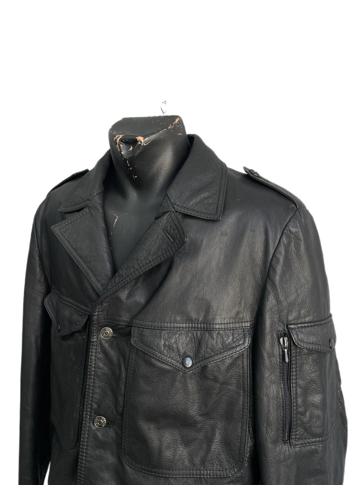 Diesel Vintage POLICE button up japanese leather jacket 90s Size US L / EU 52-54 / 3 - 3 Thumbnail