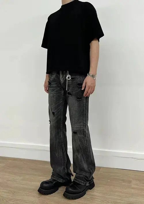 Japanese Brand × Jean Vintage washed distressed rare ripped jeans Size US 32 / EU 48 - 3 Thumbnail