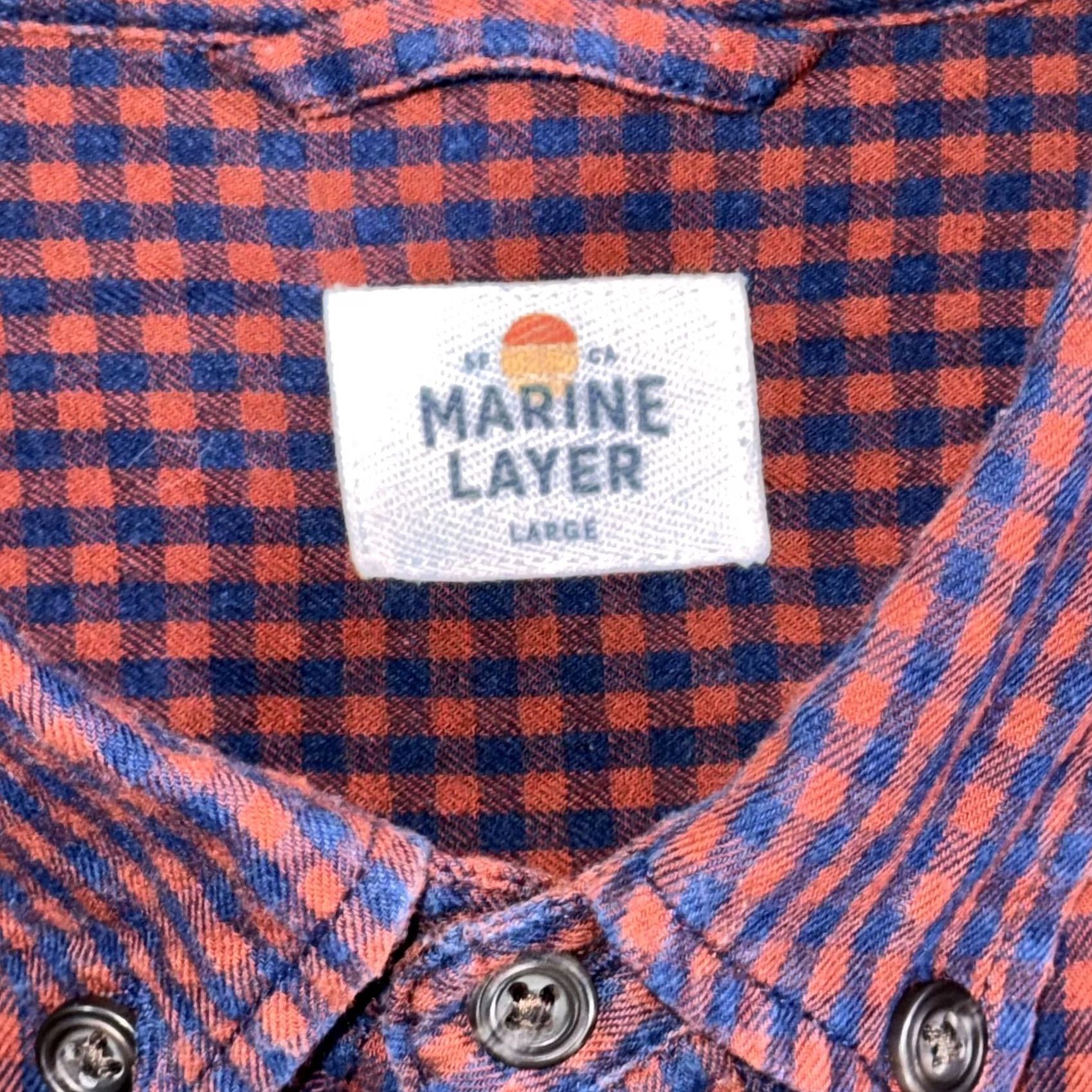 Marine Layer Marine Layer Shirt Mens Large Red Blue Plaid Button Down Long Sleeve Casual Size US L / EU 52-54 / 3 - 3 Thumbnail