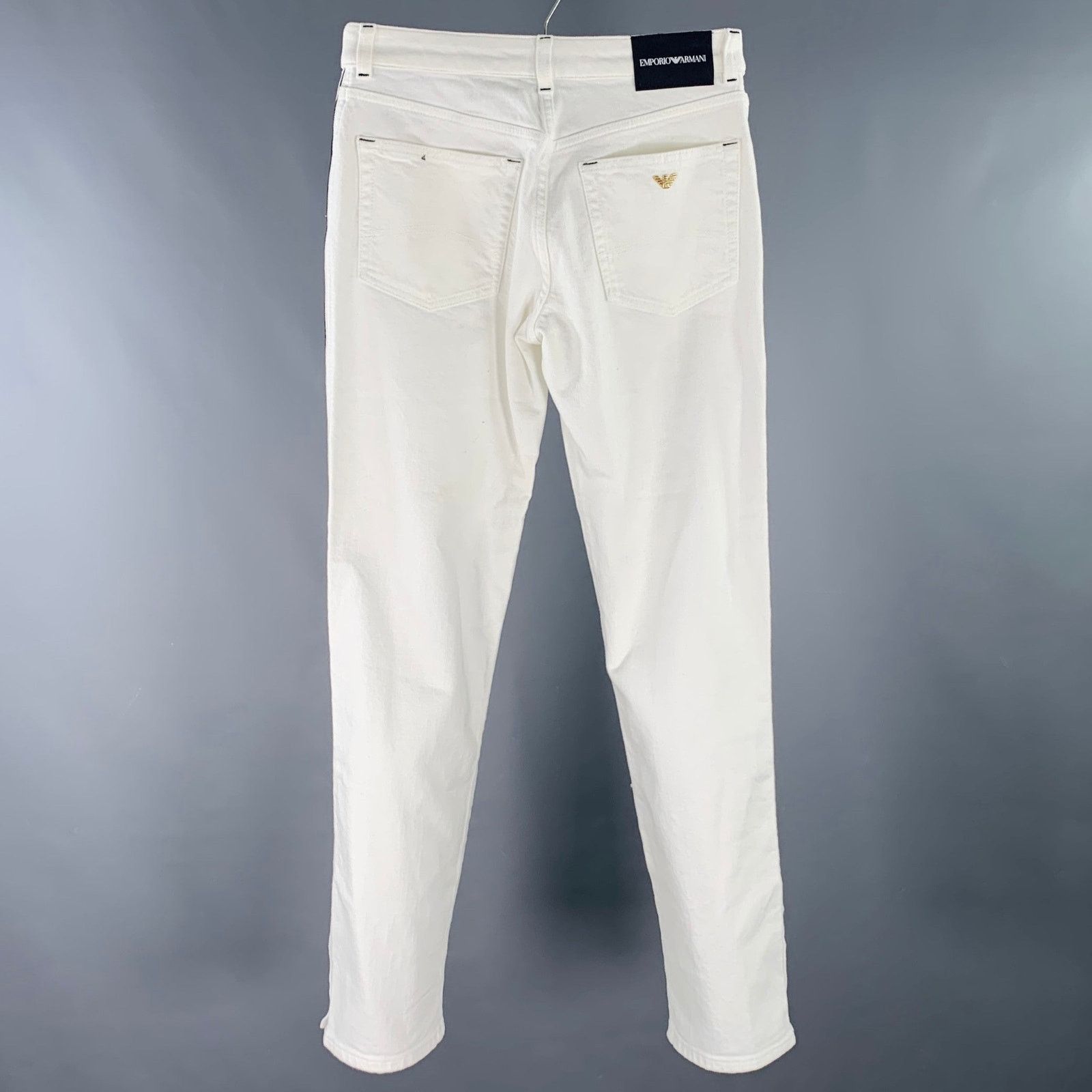 Emporio Armani EMPORIO ARMANI White Black Cotton Straight Five Pockets Size US 28 / EU 44 - 2 Thumbnail