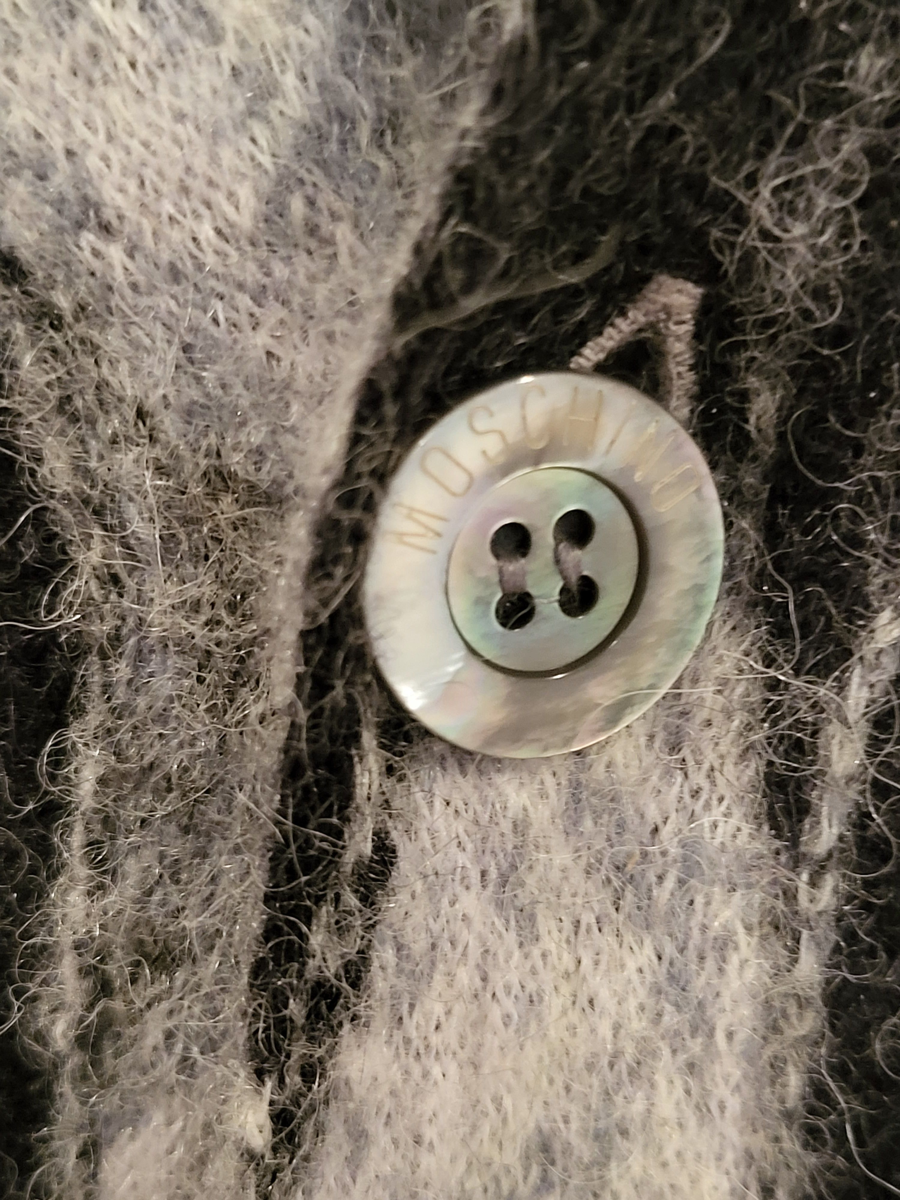 Moschino Grey Argyle Wool Cardigan Size US L / EU 52-54 / 3 - 4 Thumbnail