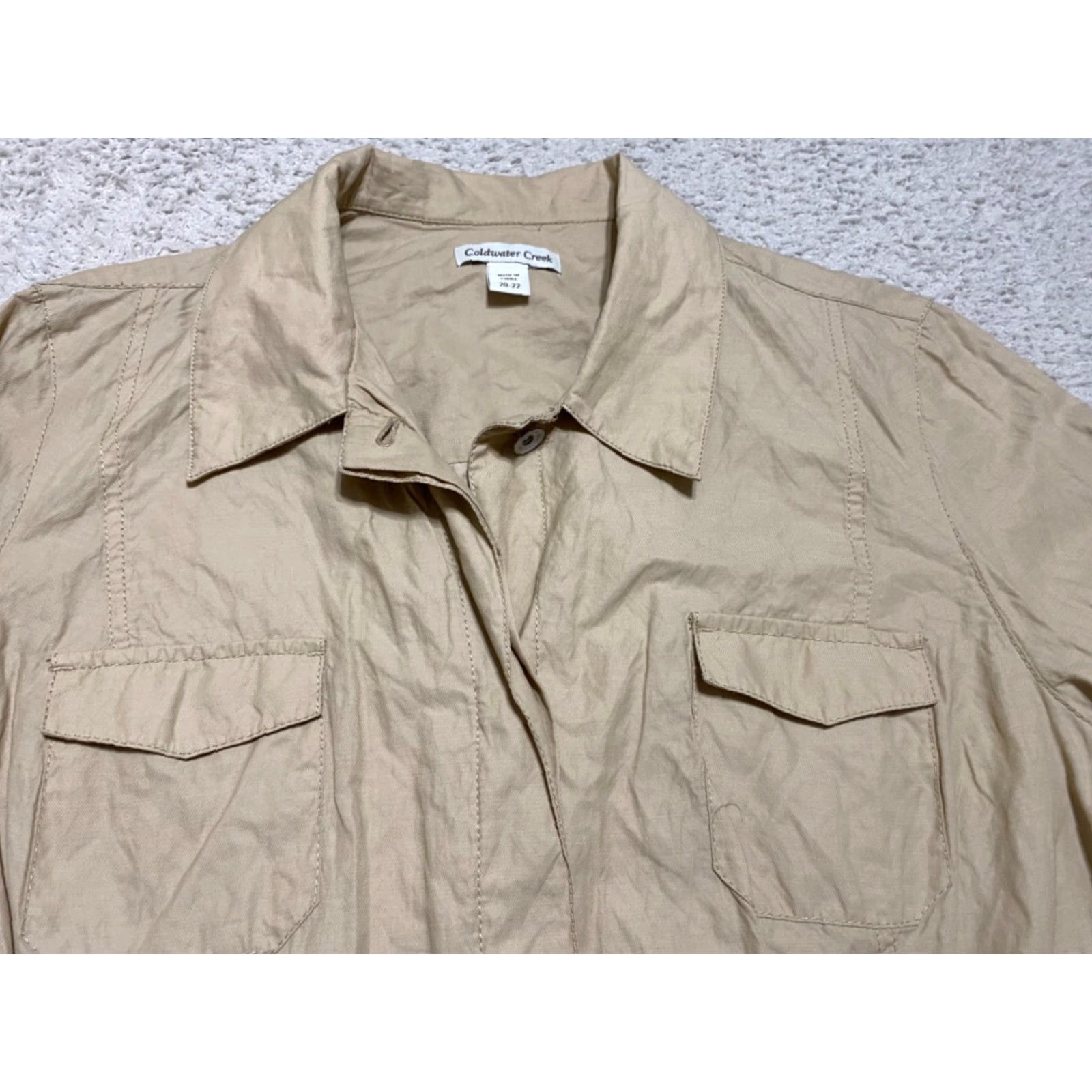 Coldwater Creek Coldwater Creek Blazer Womens 20 Beige Button-Up Nylon Cotton Size 3XL / US 20-22 - 3 Thumbnail