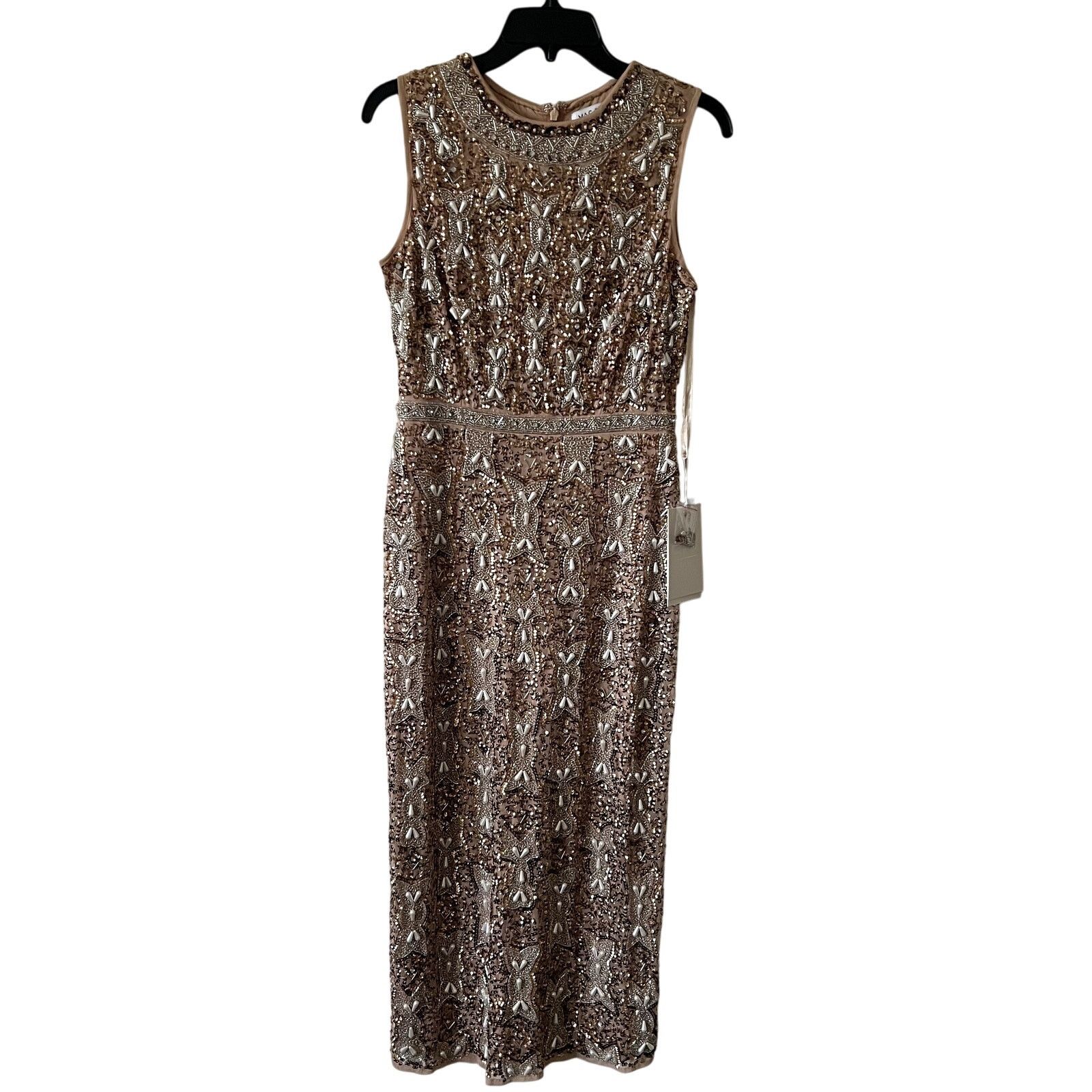 MACH & MACH Mac Duggal Cocktail Dress Heavily Beaded brown midi dress Size M / US 6-8 / IT 42-44 - 5 Thumbnail