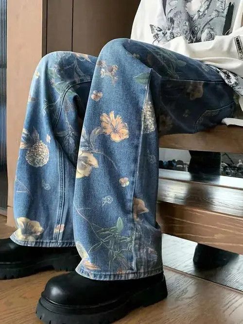 Jean Fuyuka x Kanno Vintage Unique Printed Jeans Loose Fit Size US 32 / EU 48 - 1 Thumbnail