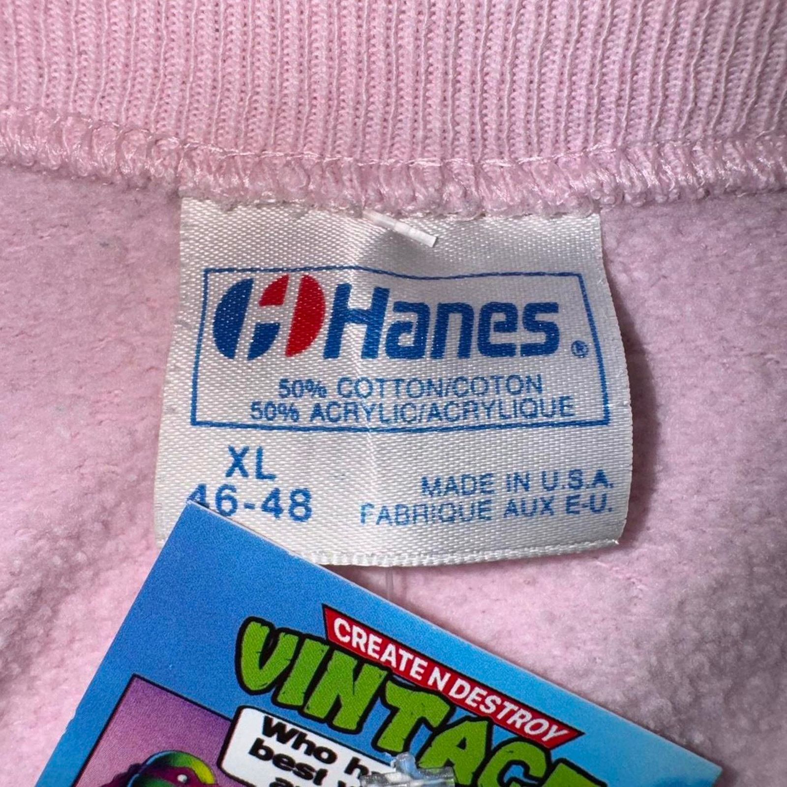 Hanes XL - Vintage 80s cute bear pink sweatshirt Size US XL / EU 56 / 4 - 4 Thumbnail