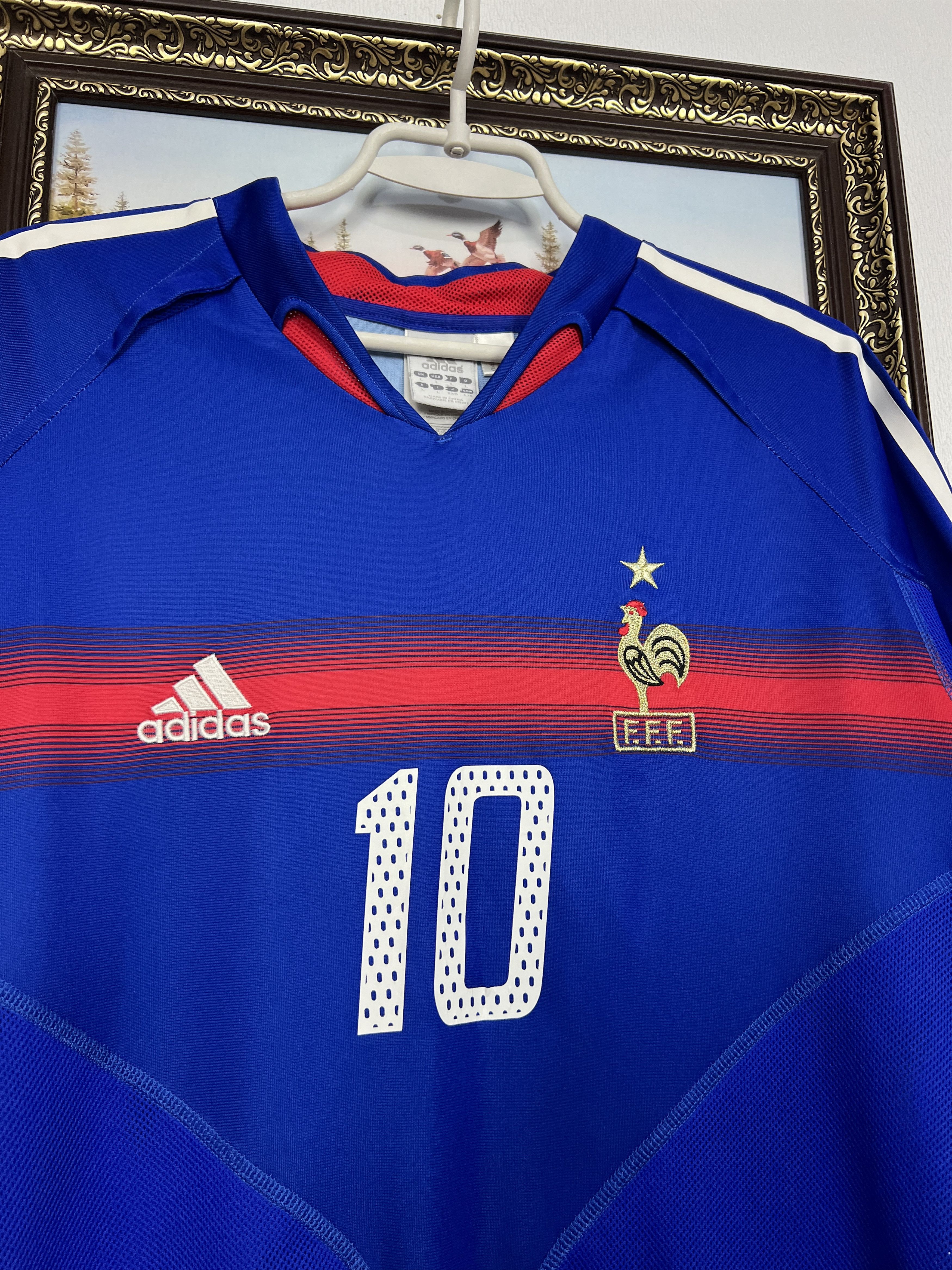 Adidas France football shirt 2004 Soccer #10 Zidane Jersey Trikot Size US L / EU 52-54 / 3 - 6 Thumbnail