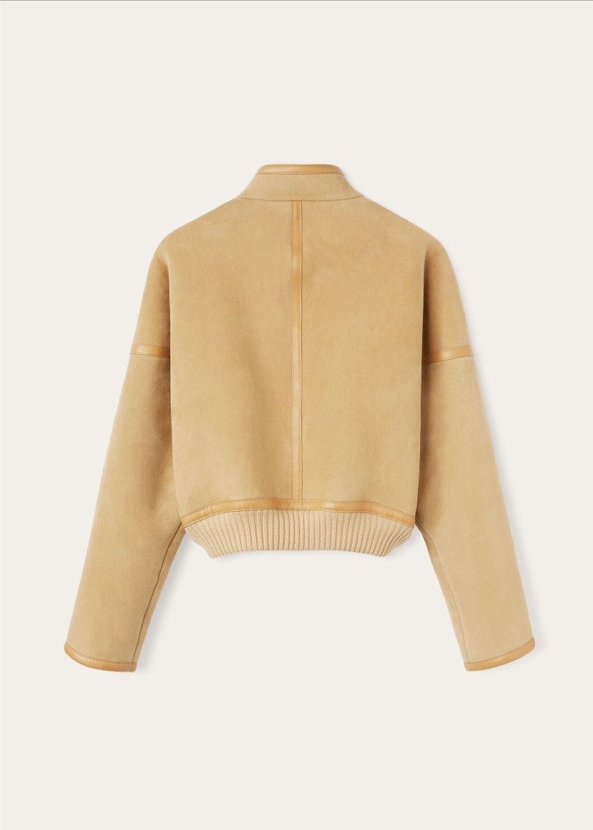 Loro Piana o1srvl11e0126 FAO5371 Velour Shearling Bomber Jacket Beige Size XS / US 0-2 / IT 36-38 - 2 Thumbnail