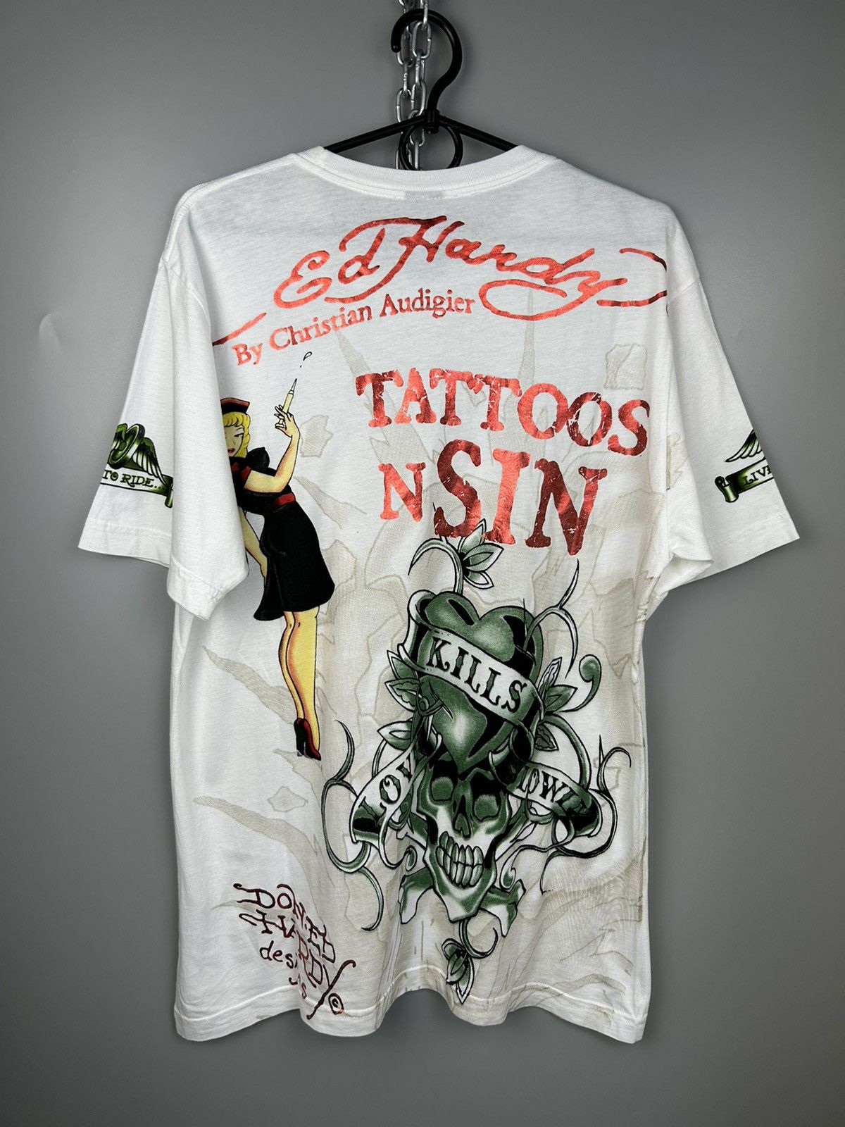 Christian Audigier × Ed Hardy × Vintage Ed Hardy by Christian Audigier All Over Printed T-Shirt Size US S / EU 44-46 / 1 - 8 Thumbnail