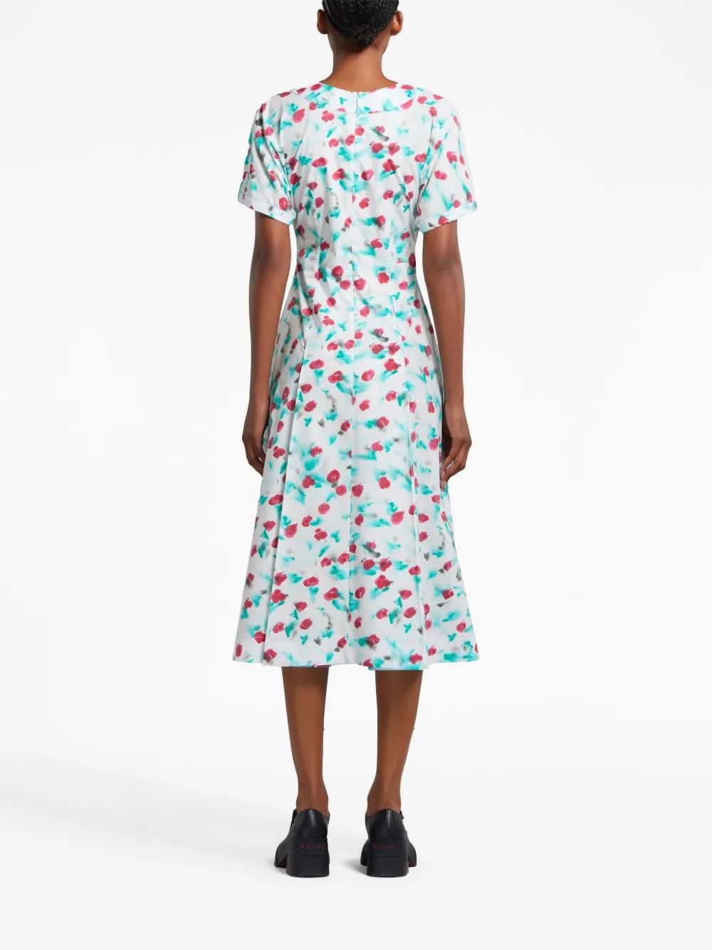 Marni o1w1db10125 Print Cotton Midi Dress in Multicolor Size XL / US 12-14 / IT 48-50 - 4 Thumbnail