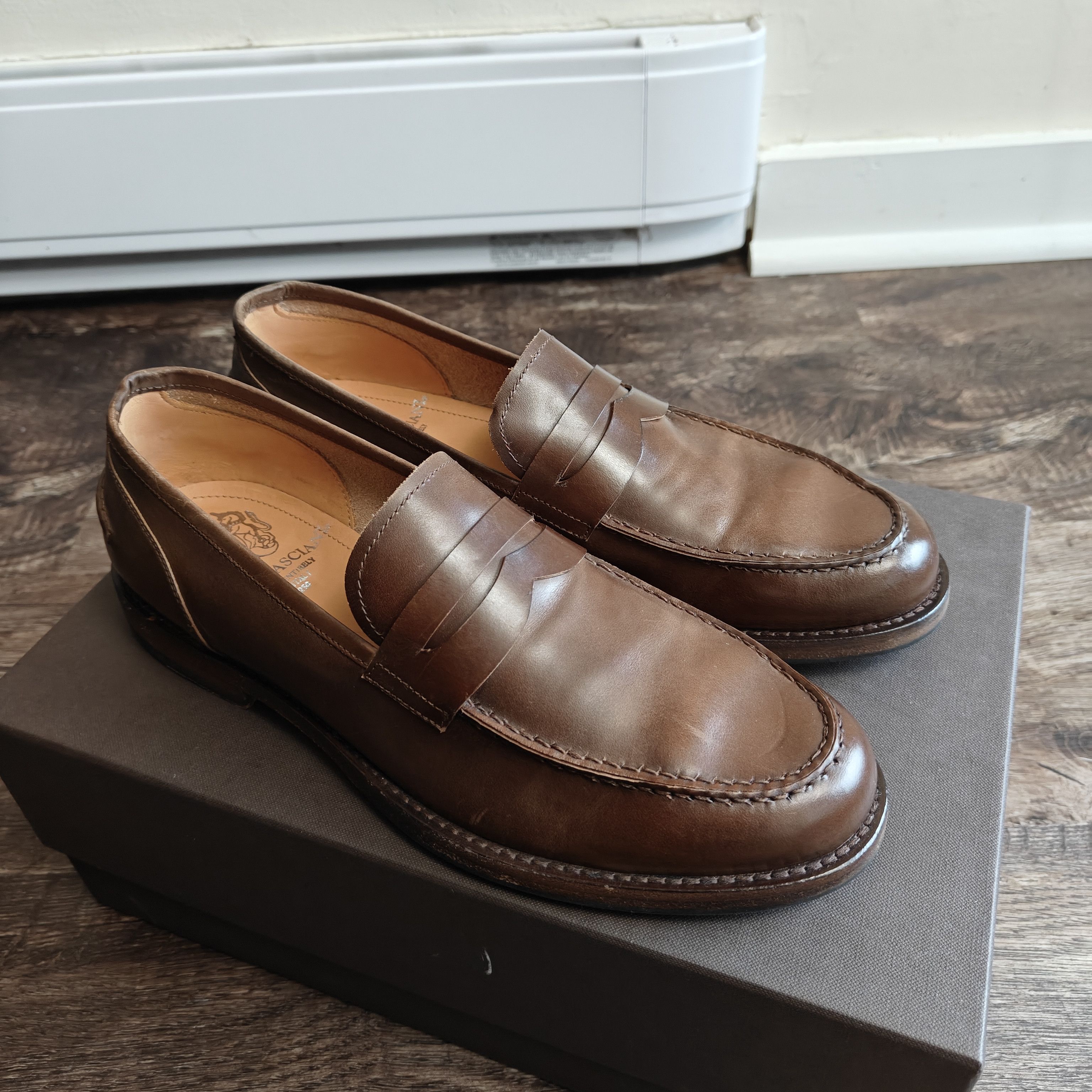 Alberto Fasciani NEW Calfskin leather penny loafers $635 Size US 9 / EU 42 - 1 Thumbnail