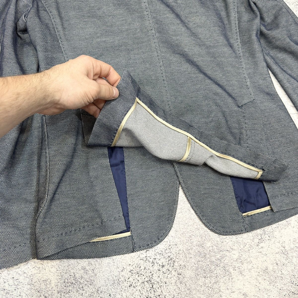 Designer × Paoloni Paoloni Mens Light Blue Jersey Jacket Blazer 52 size Size 52R - 9 Thumbnail