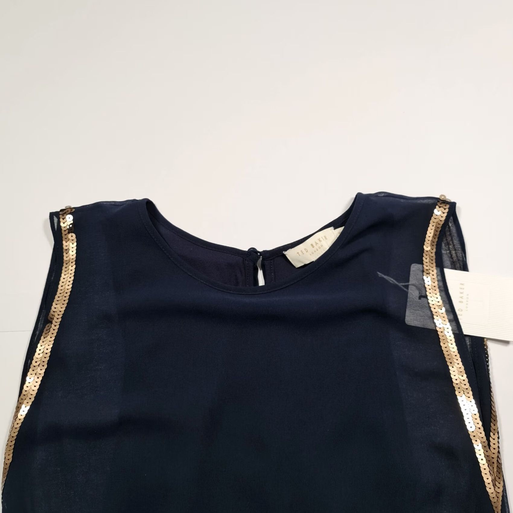 Ted Baker Ted Baker Womens Dress Navy Blue 8 UK Sleeveless Knee Length Sequinned Size M / US 6-8 / IT 42-44 - 2 Thumbnail