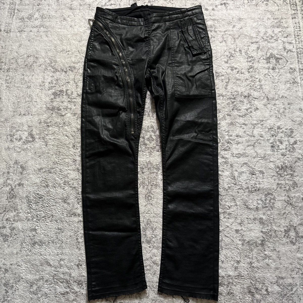 Rick Owens Drkshdw Aircut Zip Black Wax Denim Jeans Trousers