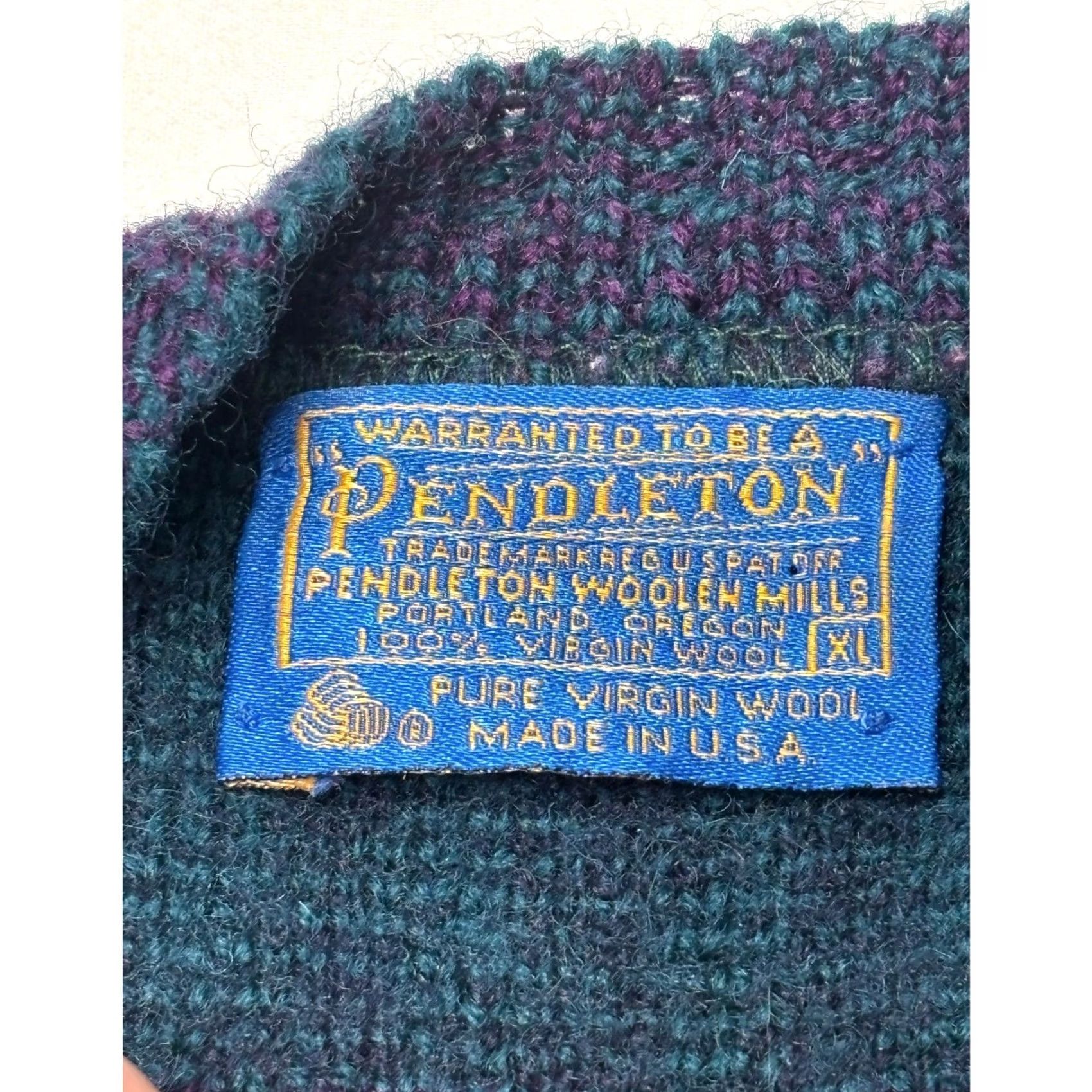 Pendleton VINTAGE Pendleton Sweater Womens XL Teal Plaid Wool Crewneck 80s 90s Made USA Size XL / US 12-14 / IT 48-50 - 2 Thumbnail
