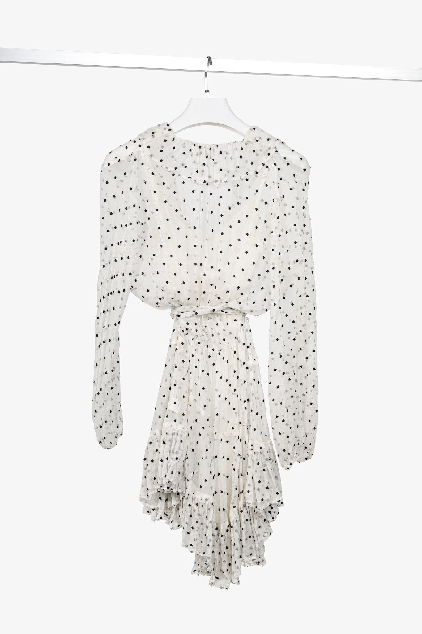 Zimmermann Zimmermann Adorn White Polka-Dot Silk Ruffle Wrap Dress Size S / US 4 / IT 40 - 2 Thumbnail