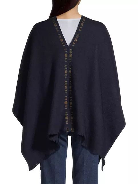 Loro Piana o1srvl11e0125 FAO1051 Size: OS/ Short Poncho in Navy Blue Size ONE SIZE - 4 Thumbnail