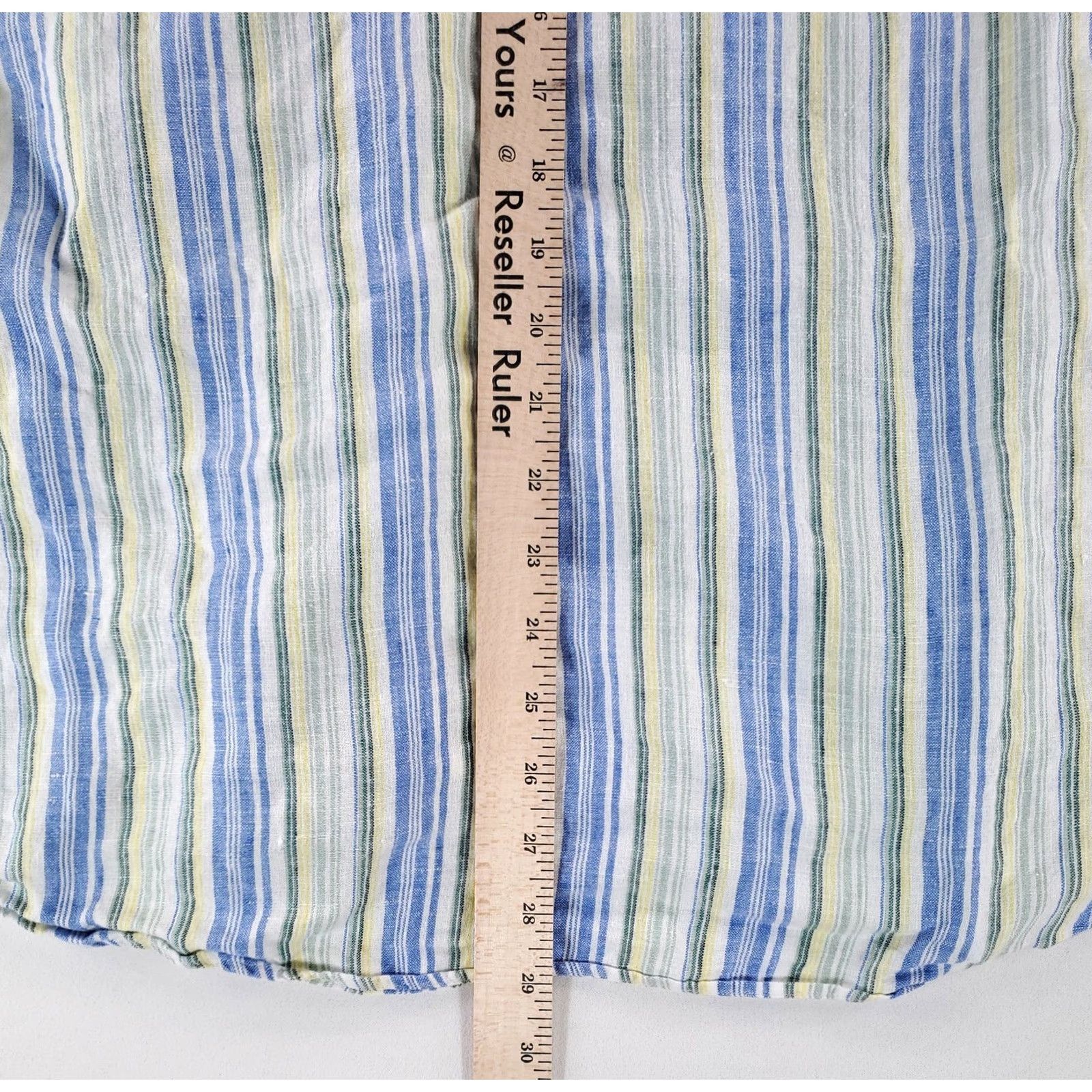 J.Crew J.CREW Shirt Short Sleeve 100% Linen Multicolor Striped XL Mens Blue Green Yellow Size US XL / EU 56 / 4 - 5 Thumbnail