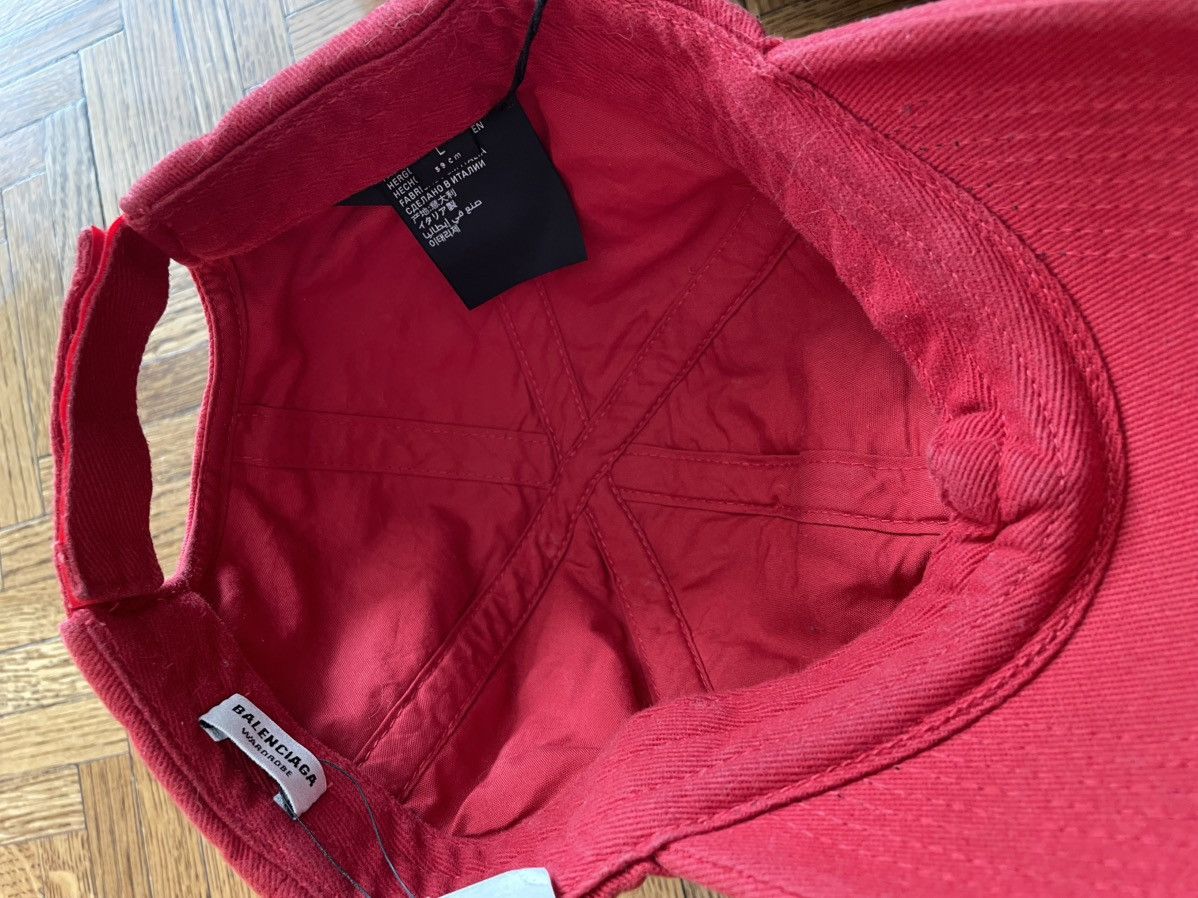 Balenciaga Balenciaga Red/Red Distressed Cap Size ONE SIZE - 7 Thumbnail