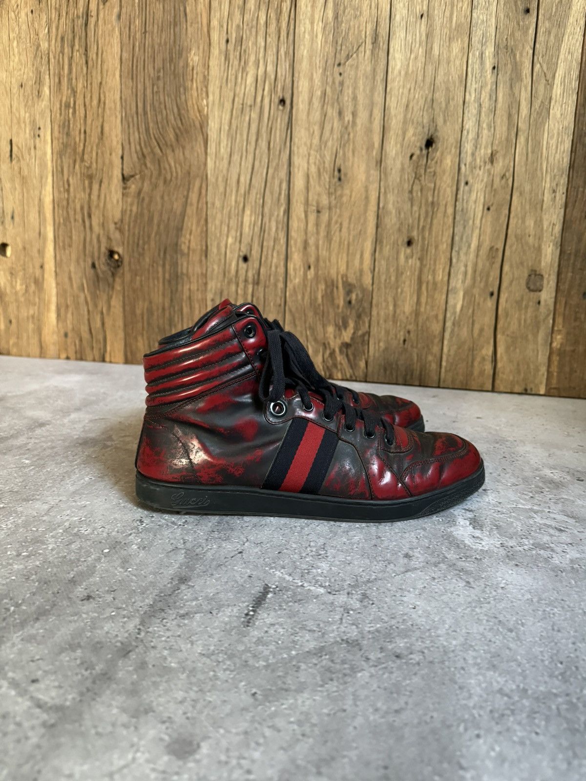 Gucci Gucci ‘GG’ Logo Black/Red High-Top Sneakers Size US 9.5 / EU 42-43 - 5 Thumbnail