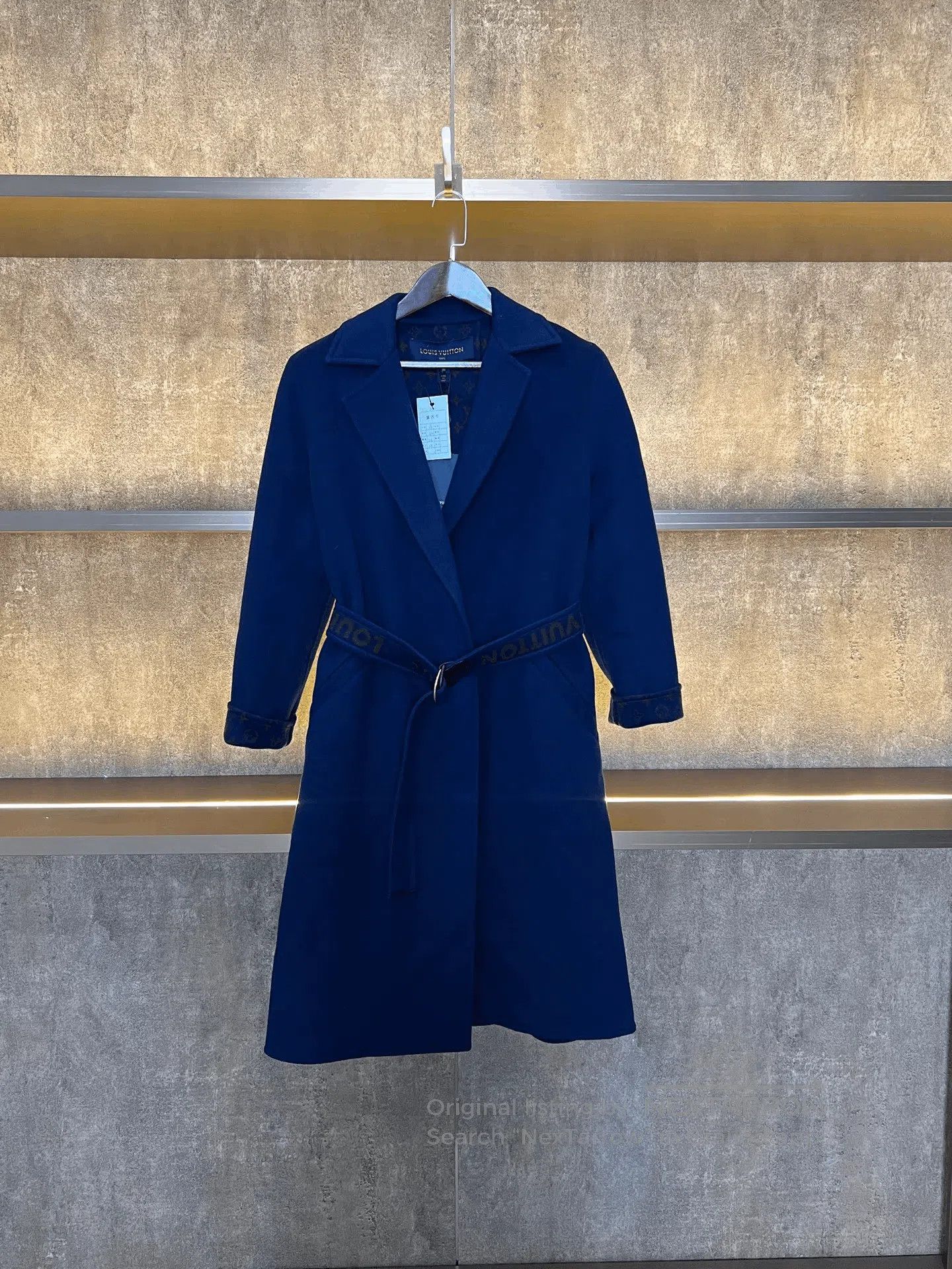 Louis Vuitton LV Blue Long Coat with Belt. Size S / US 4 / IT 40 - 1 Thumbnail