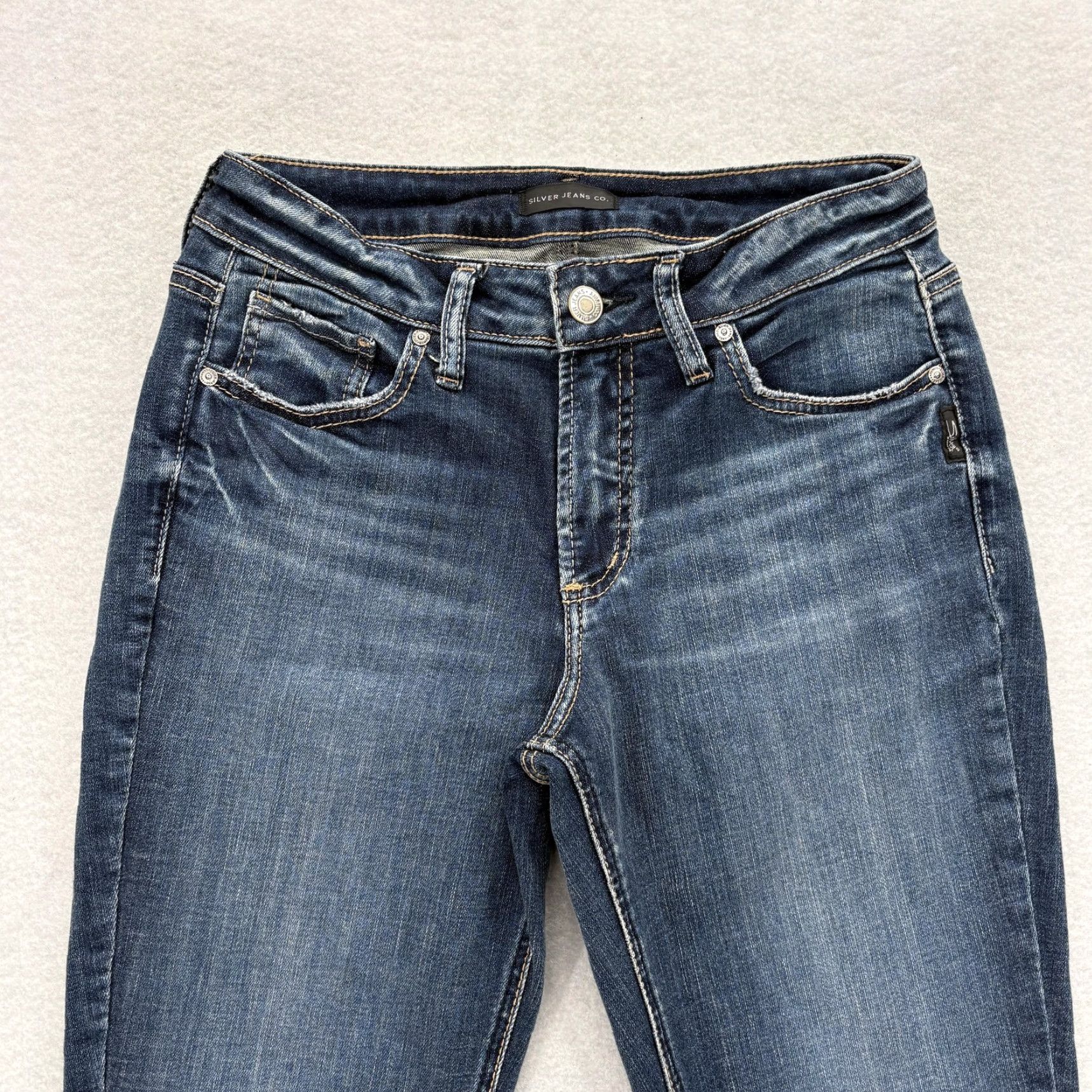 Silver Jeans Co. VINTAGE? No. Silver Jeans Suki Skinny Crop Womens 29x26 Blue Stretch Denim Grunge Western Size 29" - 2 Thumbnail