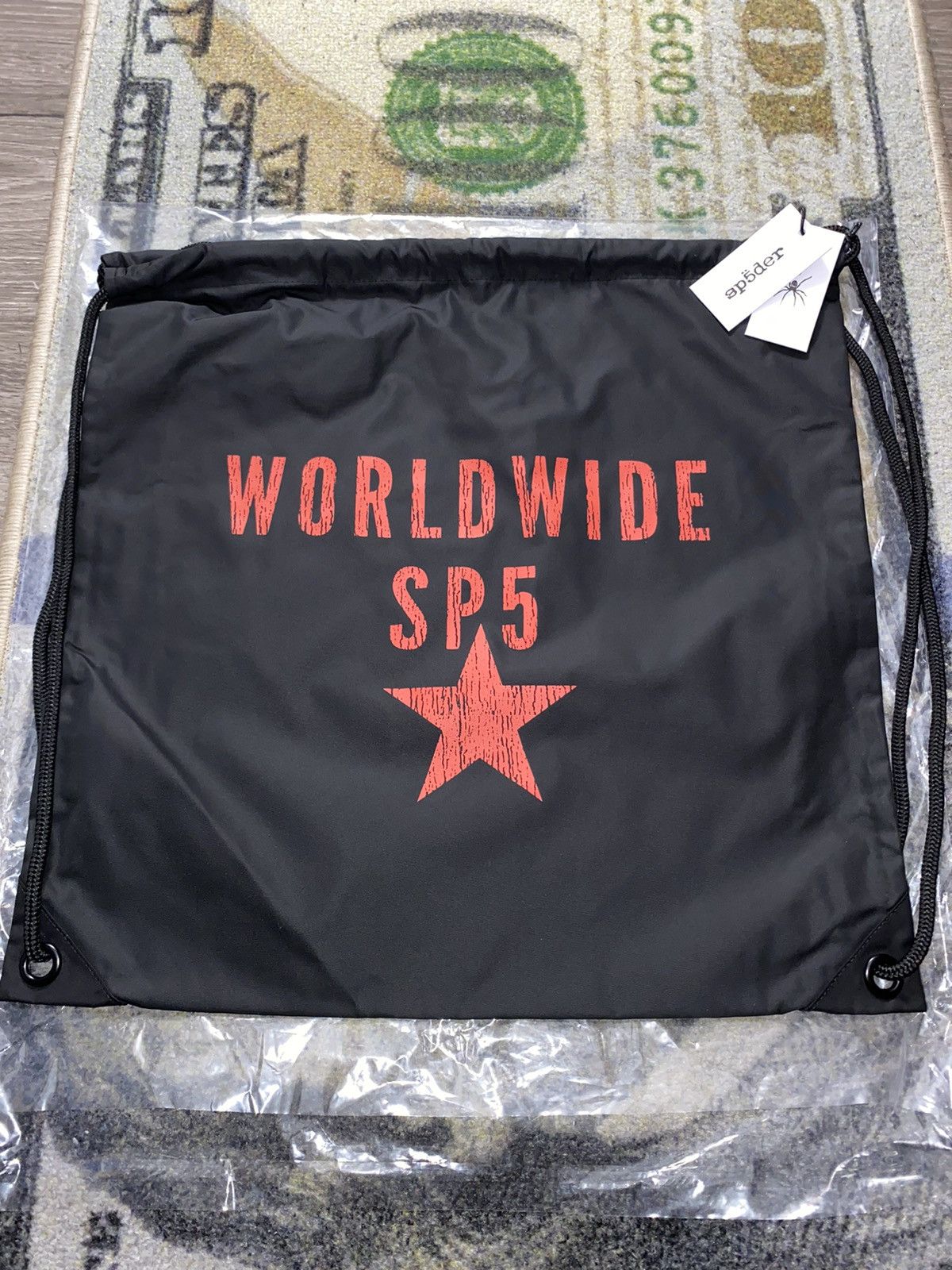 Sp5der × Young Thug Sp5der WW SP5 Cinch Drawstring Bag Black Size ONE SIZE - 1 Thumbnail