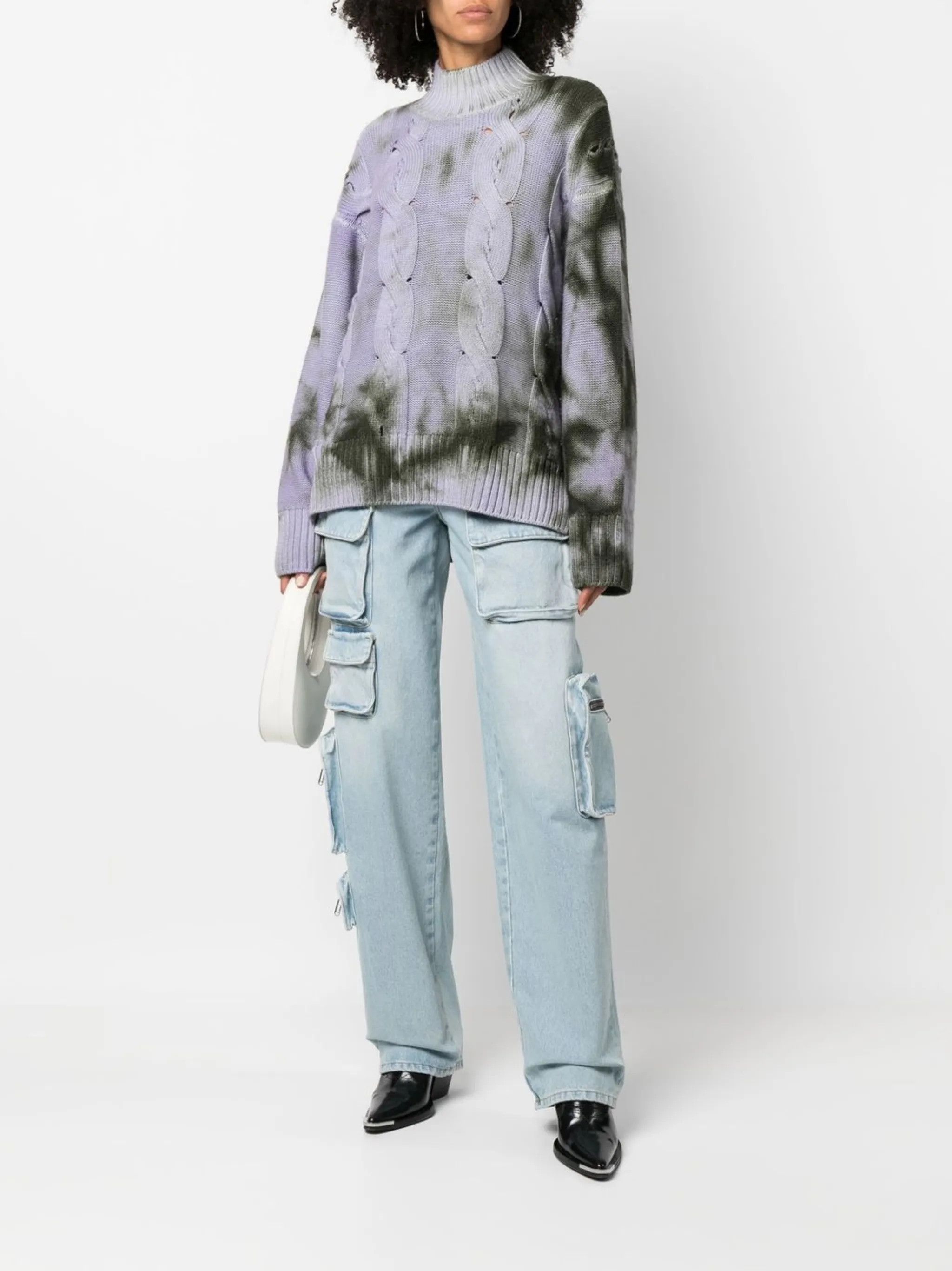 Off-White o1gr1nt0125 Tie Dye Turtleneck Sweater in Military Size XS / US 0-2 / IT 36-38 - 2 Thumbnail