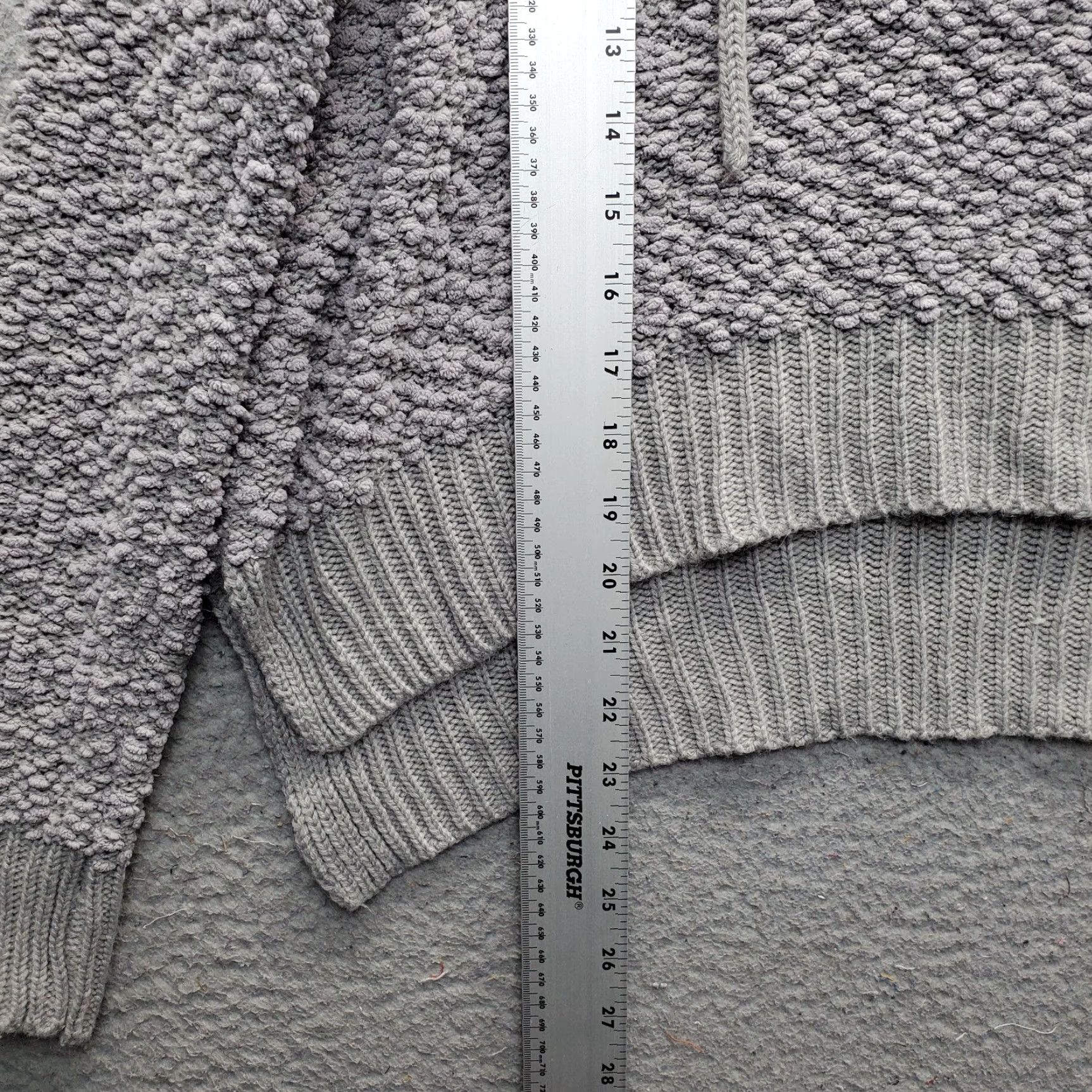 Vintage POL Popcorn Chenille Hooded Sweater Womens S Gray High Low Slit Drawstring POL15 Women Sweater Hoodie Pullover Knit Slim Casual Winter Fall Buttress Size S / US 4 / IT 40 - 3 Thumbnail
