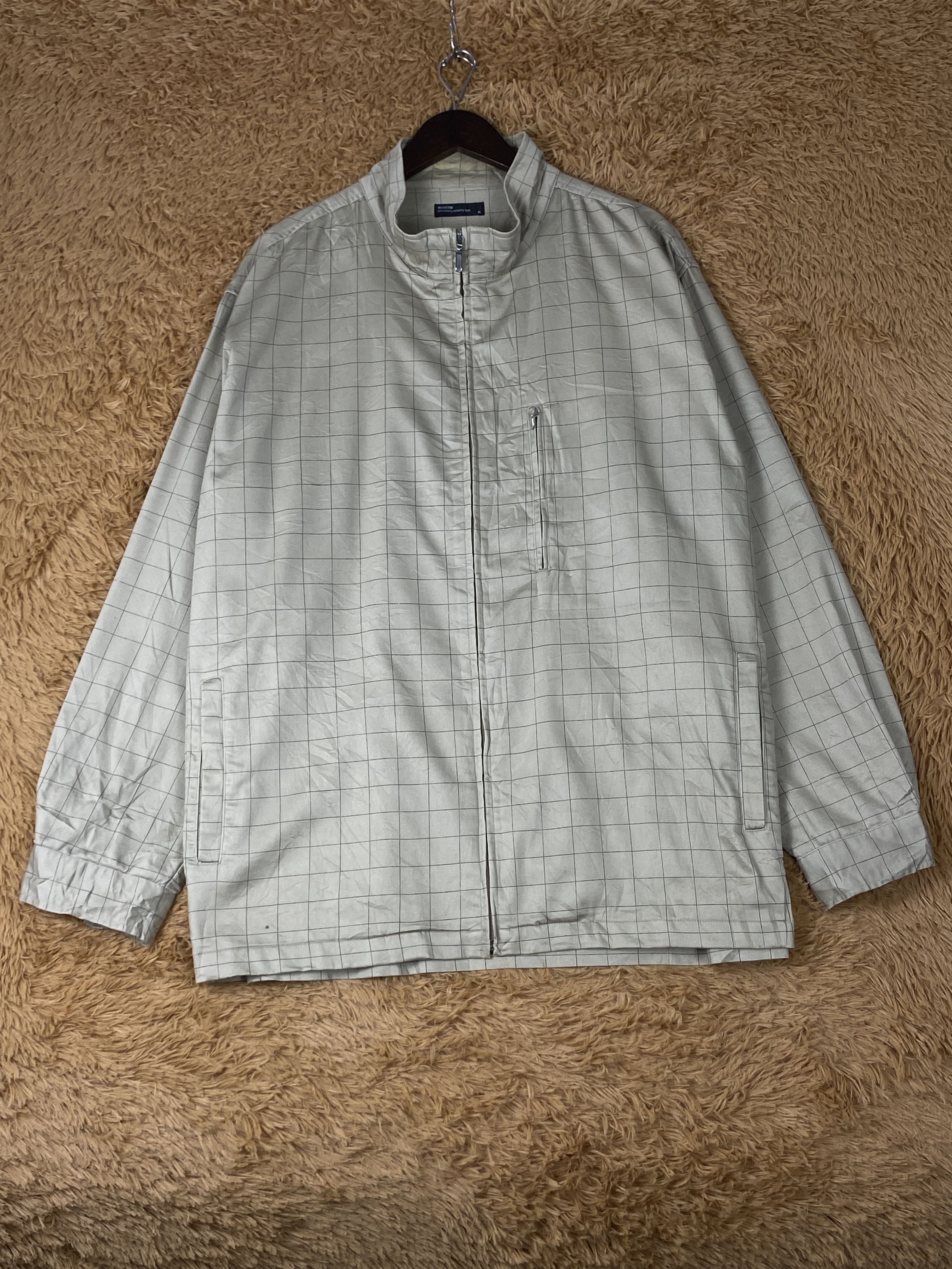 image of Vintage Moderm Zip Up Jacket in Silver, Men's (Size 2XL)