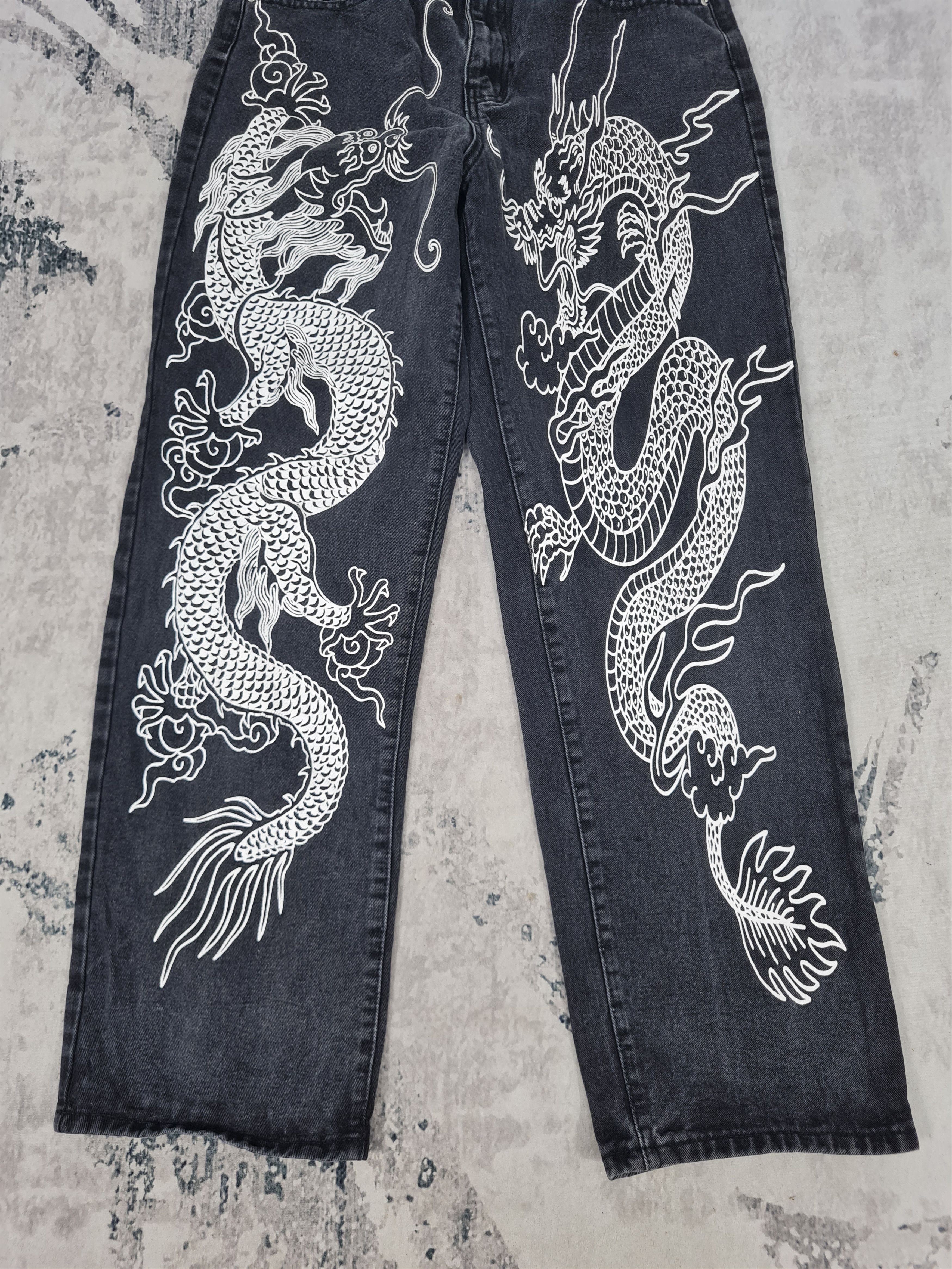 Other Shein Women Dragon Print Art Design Jeans Size 32x30 JB0156 Size US 32 / EU 48 - 2 Thumbnail