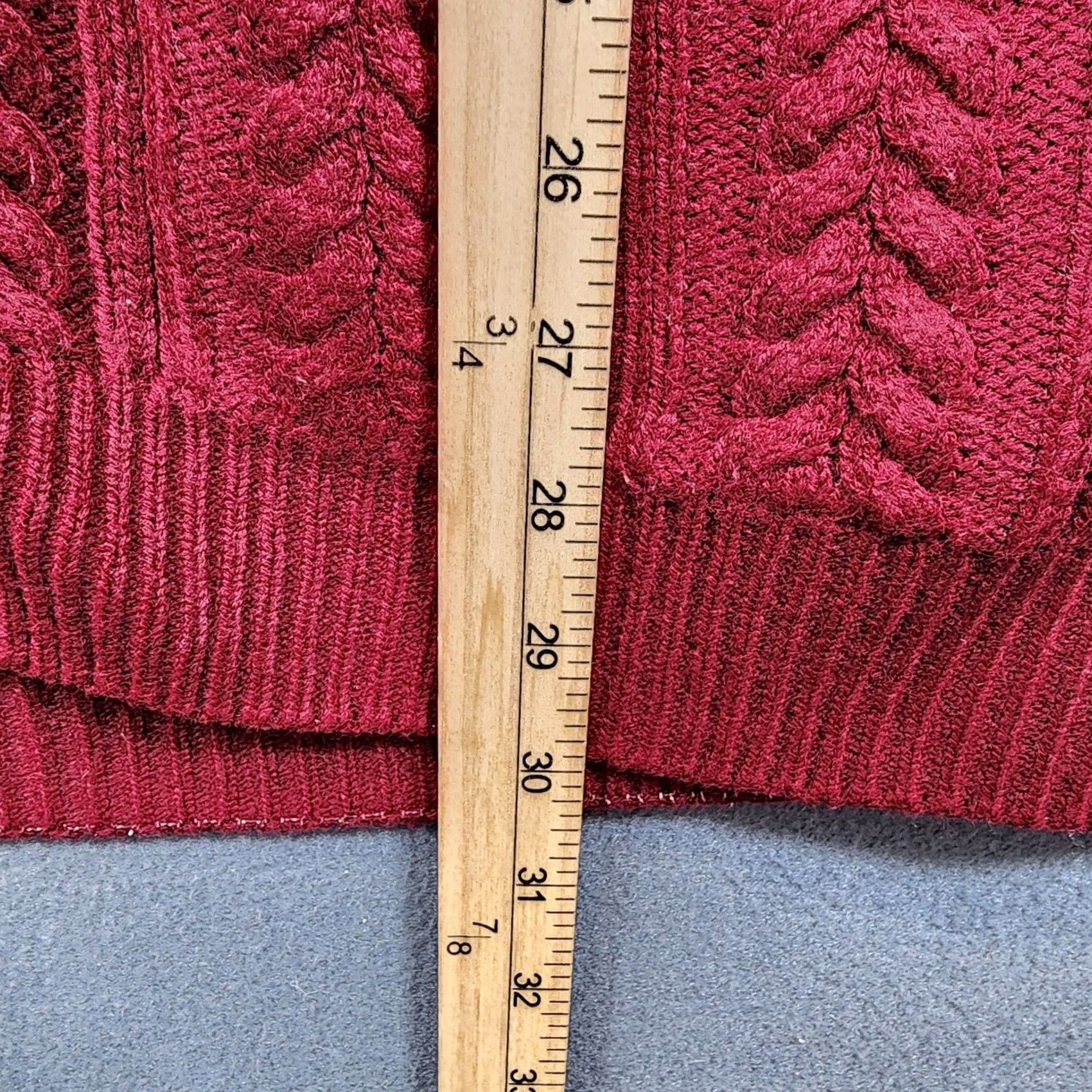 Vintage VINTAGE Mens Cable Knit Sweater Vest XL Burgundy Sleeveless Cardigan Pockets Preppy Cable-Knit V-Neck Mens 90s Preppy Style Size US XL / EU 56 / 4 - 6 Thumbnail