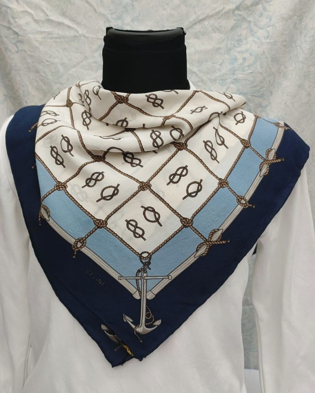 Celine CELINE PARIS NAVY SILK SCARF – ARCHIVE PIECE Size ONE SIZE - 4 Thumbnail