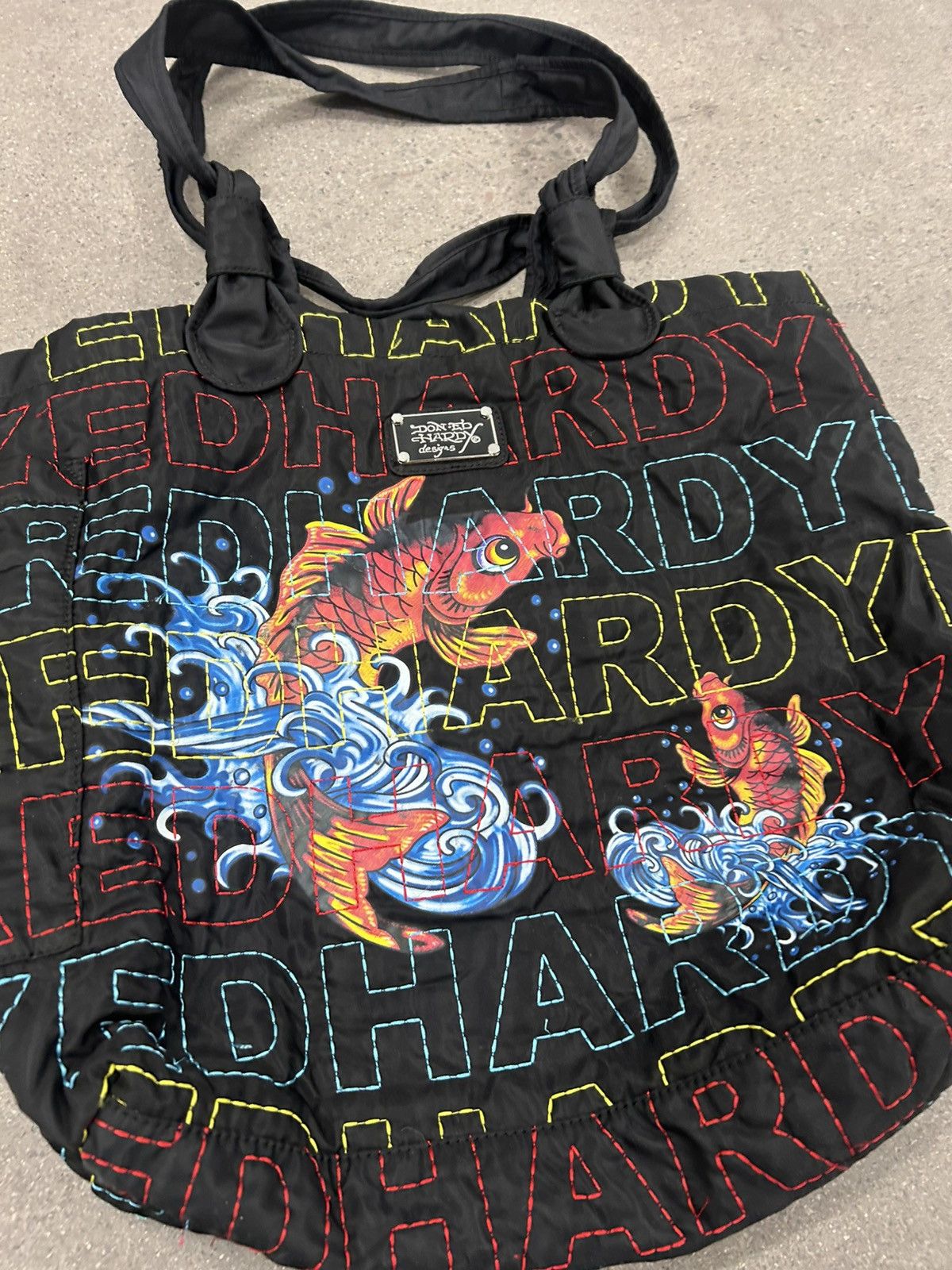 Ed Hardy × Vintage Vintage DON ED HARDY DESIGNS Stitched Logo Koi Fish Quilted Size ONE SIZE - 4 Thumbnail