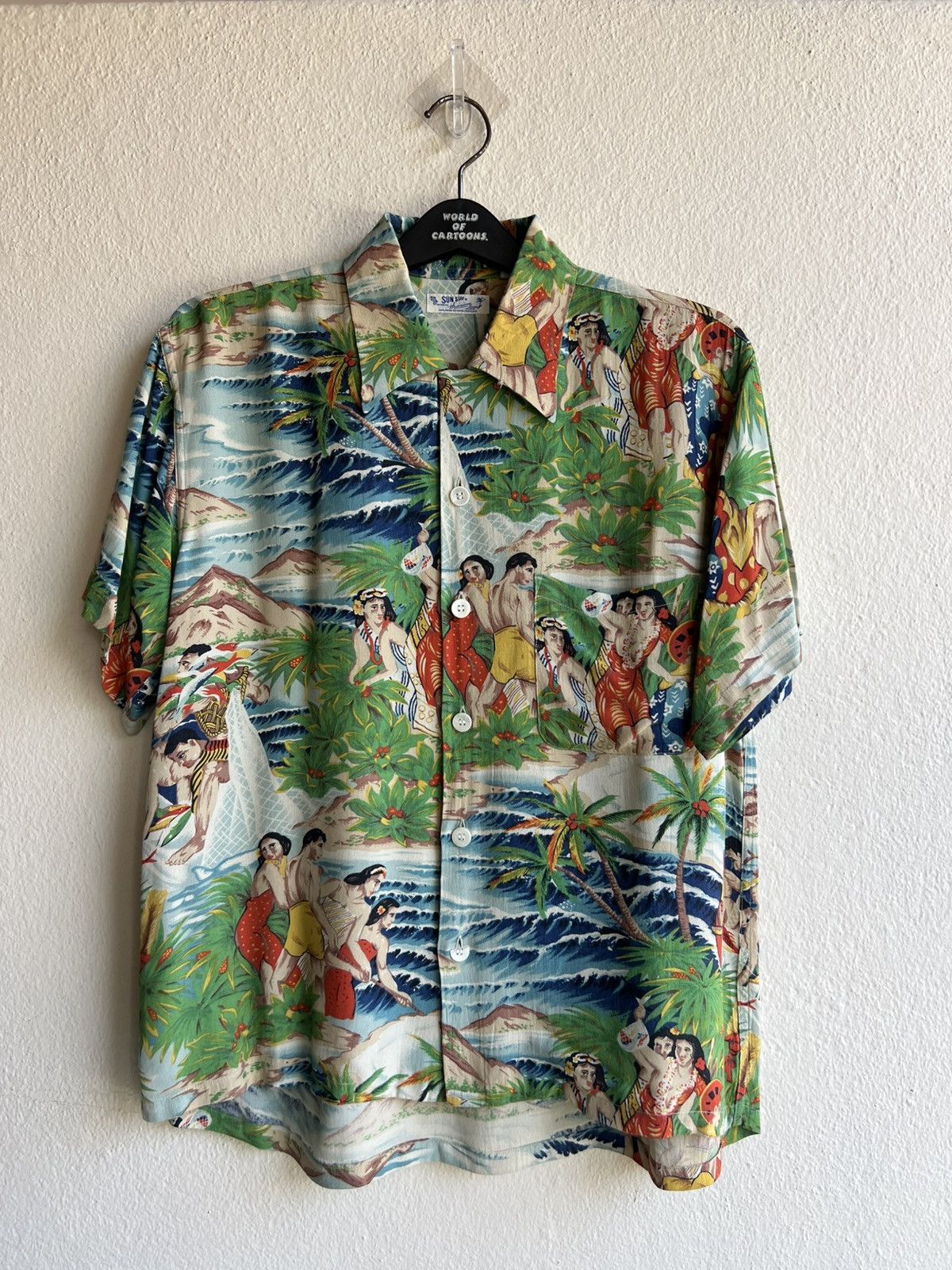Sun Surf VTG Sun Surf Hula Girls Fisherman Crepe Rayon Hawaiian Shirt Size US M / EU 48-50 / 2 - 2 Thumbnail