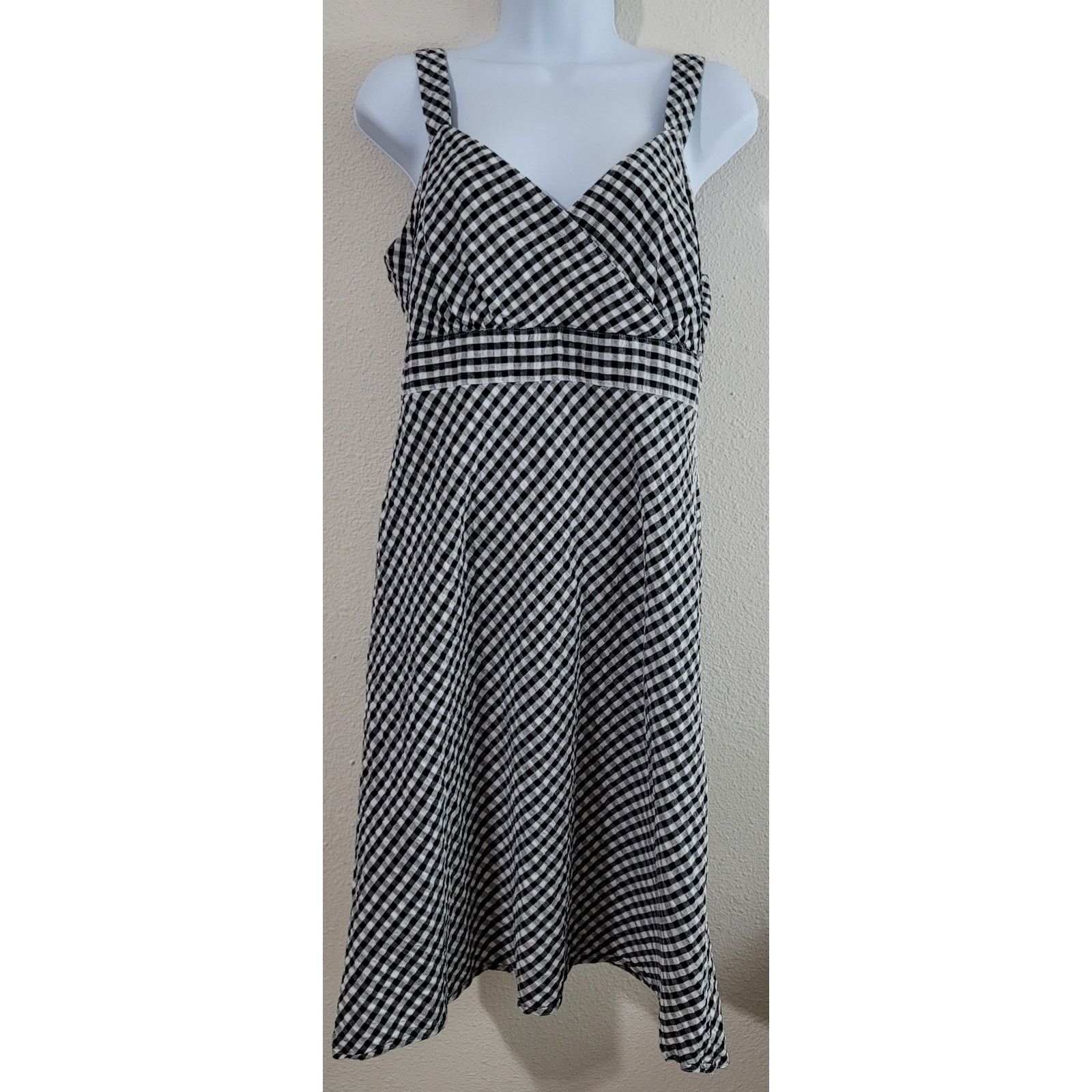 Faded Glory Faded Gloary Black White Check Sundress 14 Crisscross Bodice Size XL / US 12-14 / IT 48-50 - 1 Thumbnail