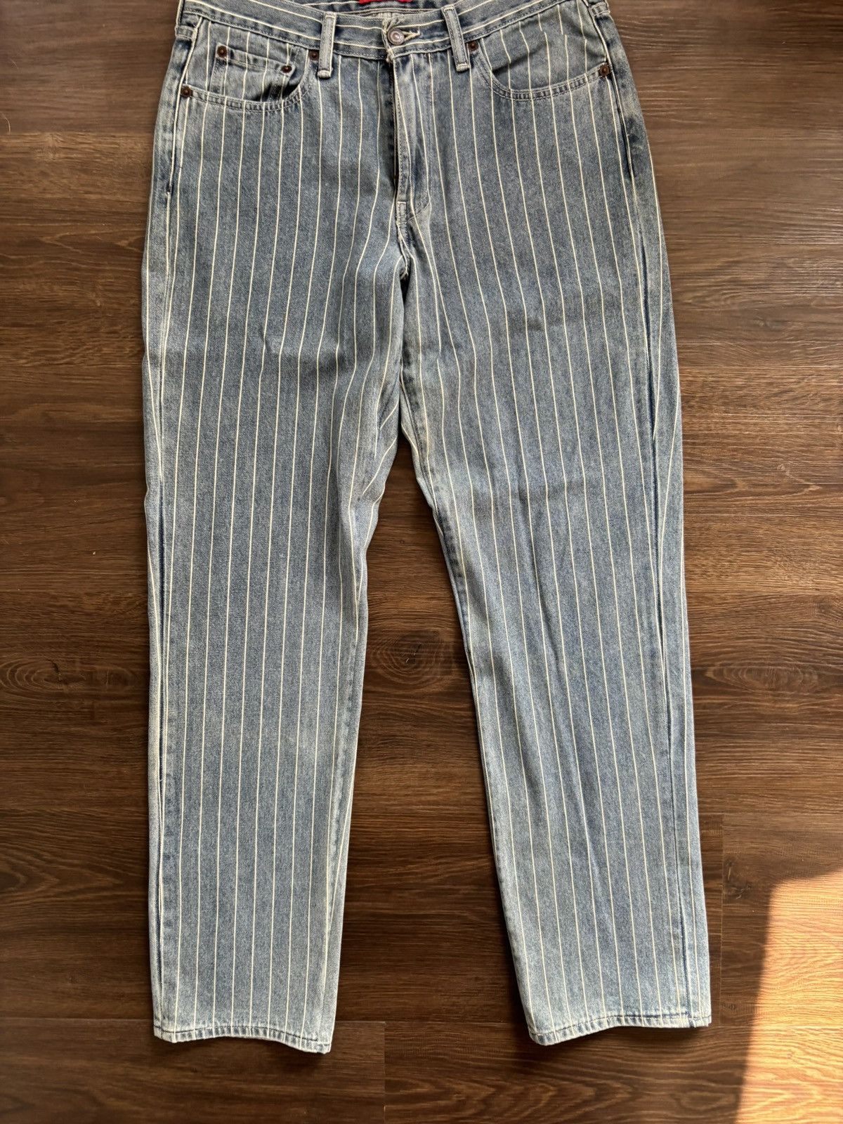 Levi's × Supreme Supreme Levis Pinstripe 550 Jeans blue | Grailed