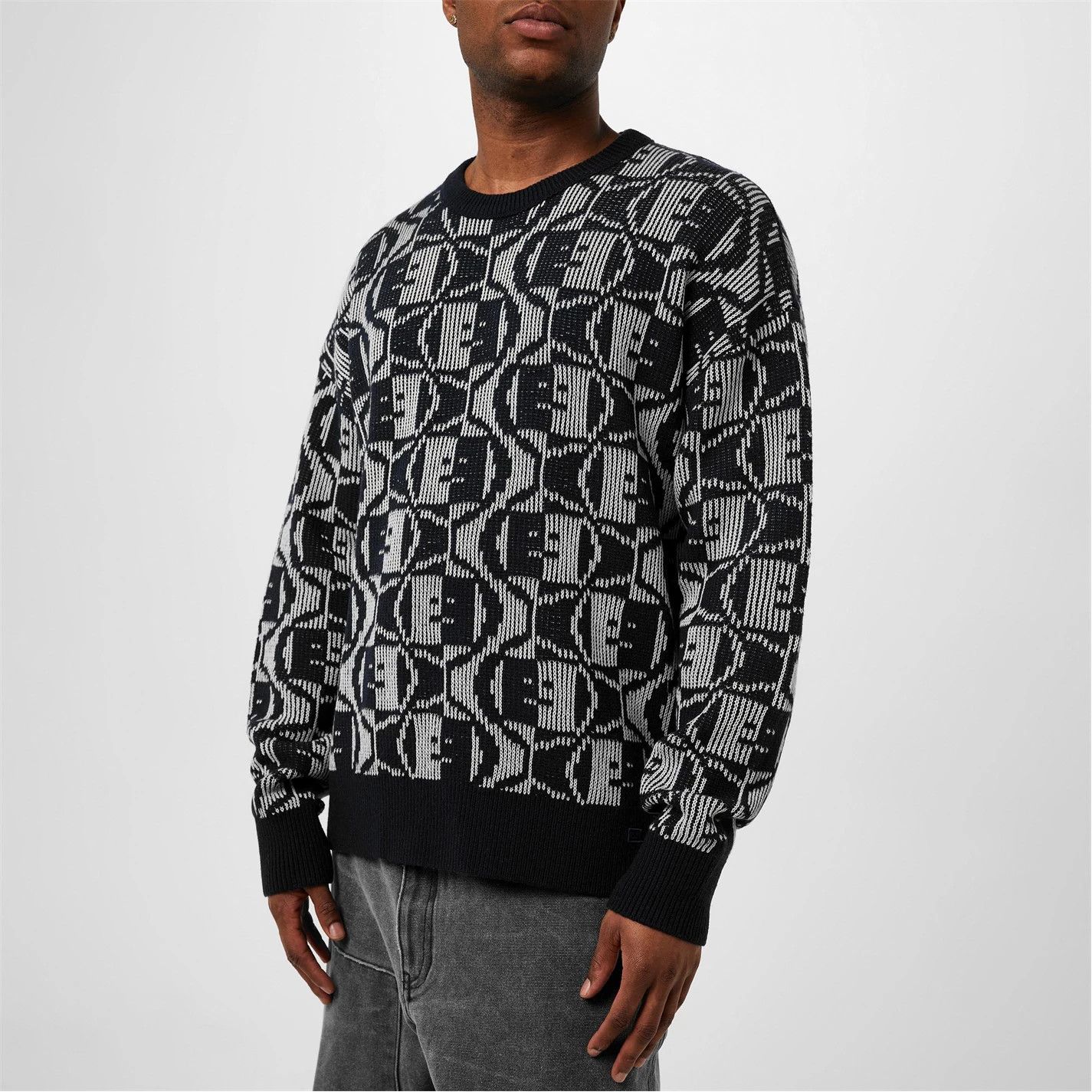 Acne Studios o1g2r1mq0825 Jacquard Crew Neck Jumper in Blue/Grey Size US M / EU 48-50 / 2 - 2 Thumbnail