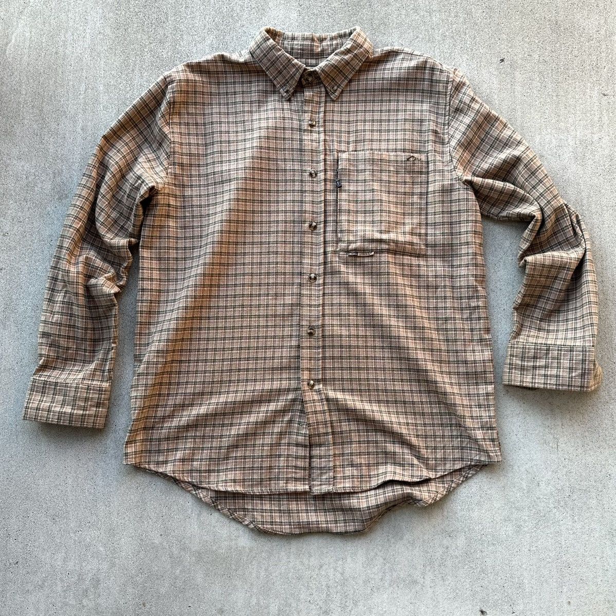 Drake Drake Waterfowl Flannel Shirt Mens Medium Khaki Tan Plaid Size US M / EU 48-50 / 2 - 1 Thumbnail