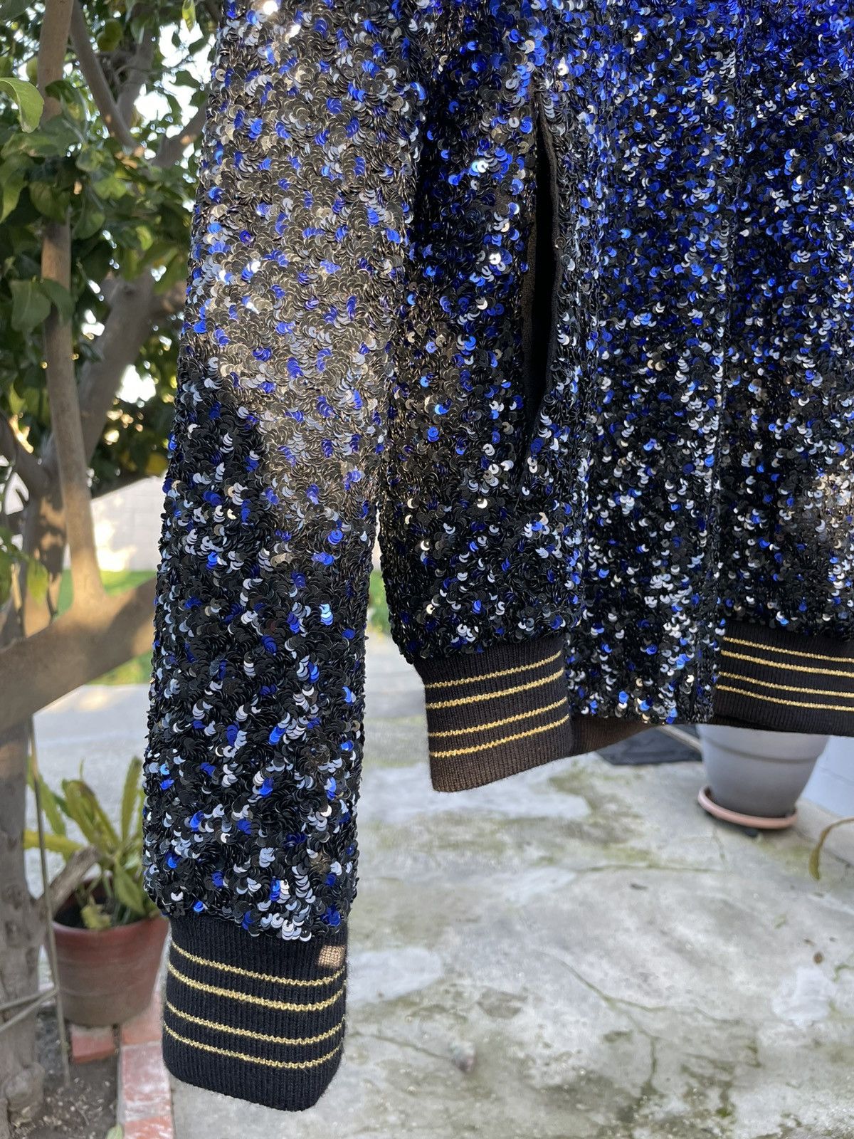 Saint Laurent Paris Saint Laurent Paris Teddy Varsity Sequin Bomber Jacket Blue Size US XS / EU 42 / 0 - 9 Thumbnail