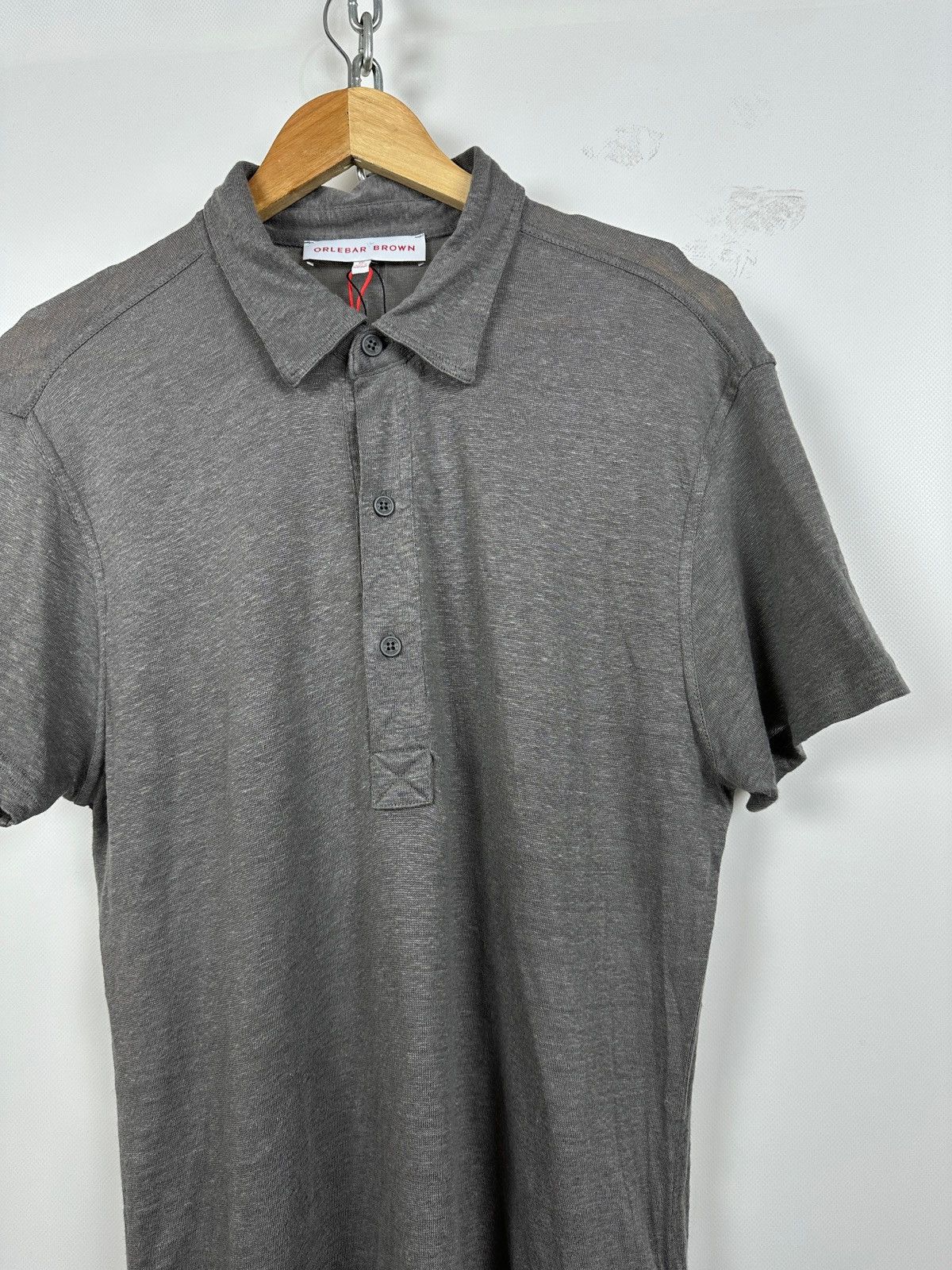 Orlebar Brown Orlebar Brown Linen Grey Polo Shirt Size US XXL / EU 58 / 5 - 3 Thumbnail