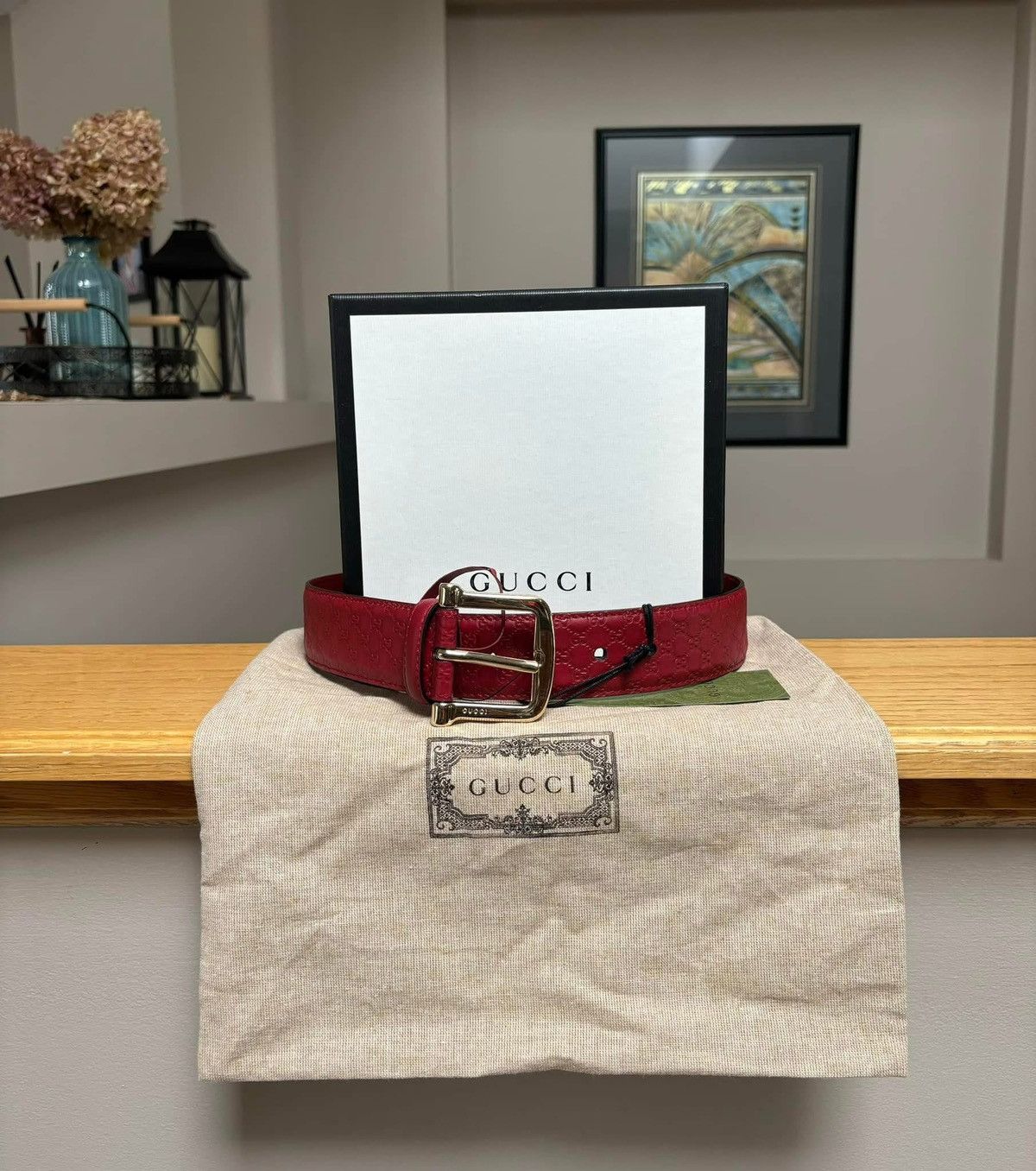 Gucci Micro Monogram Royal Red Belt
